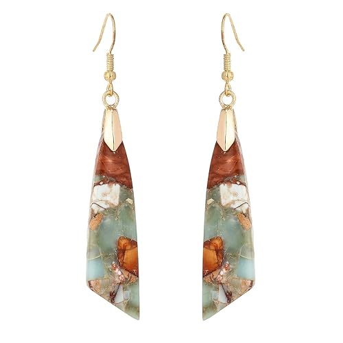 Plumiss Boho Women Natural Stone Earrings Unique Healing Gemstone Energy