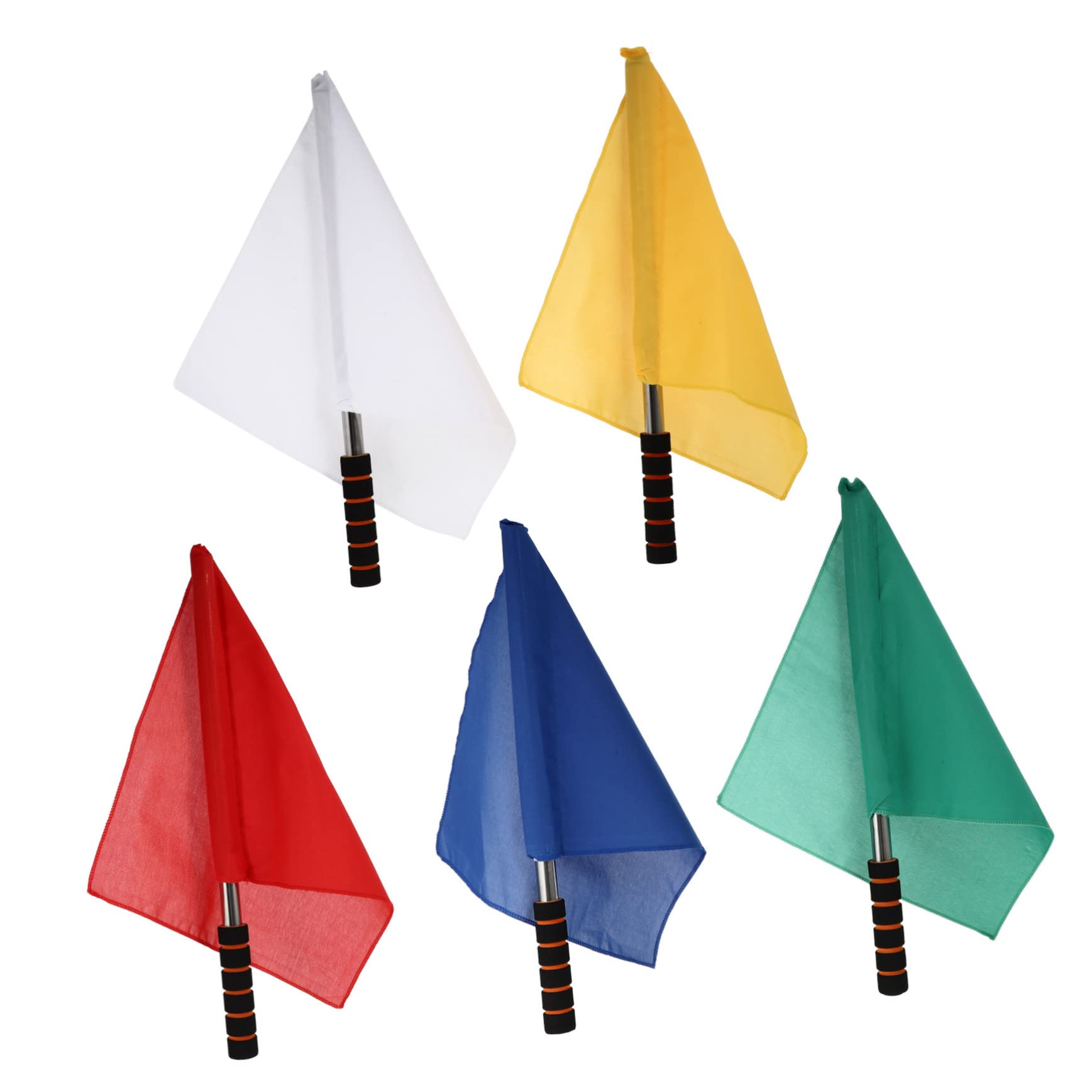 Garneck 5Pcs Portable Referee Flags Commanding Sports Use Signal Flags for Events Hand Cranked Racing Bright Colors for Traffic Game Supplies