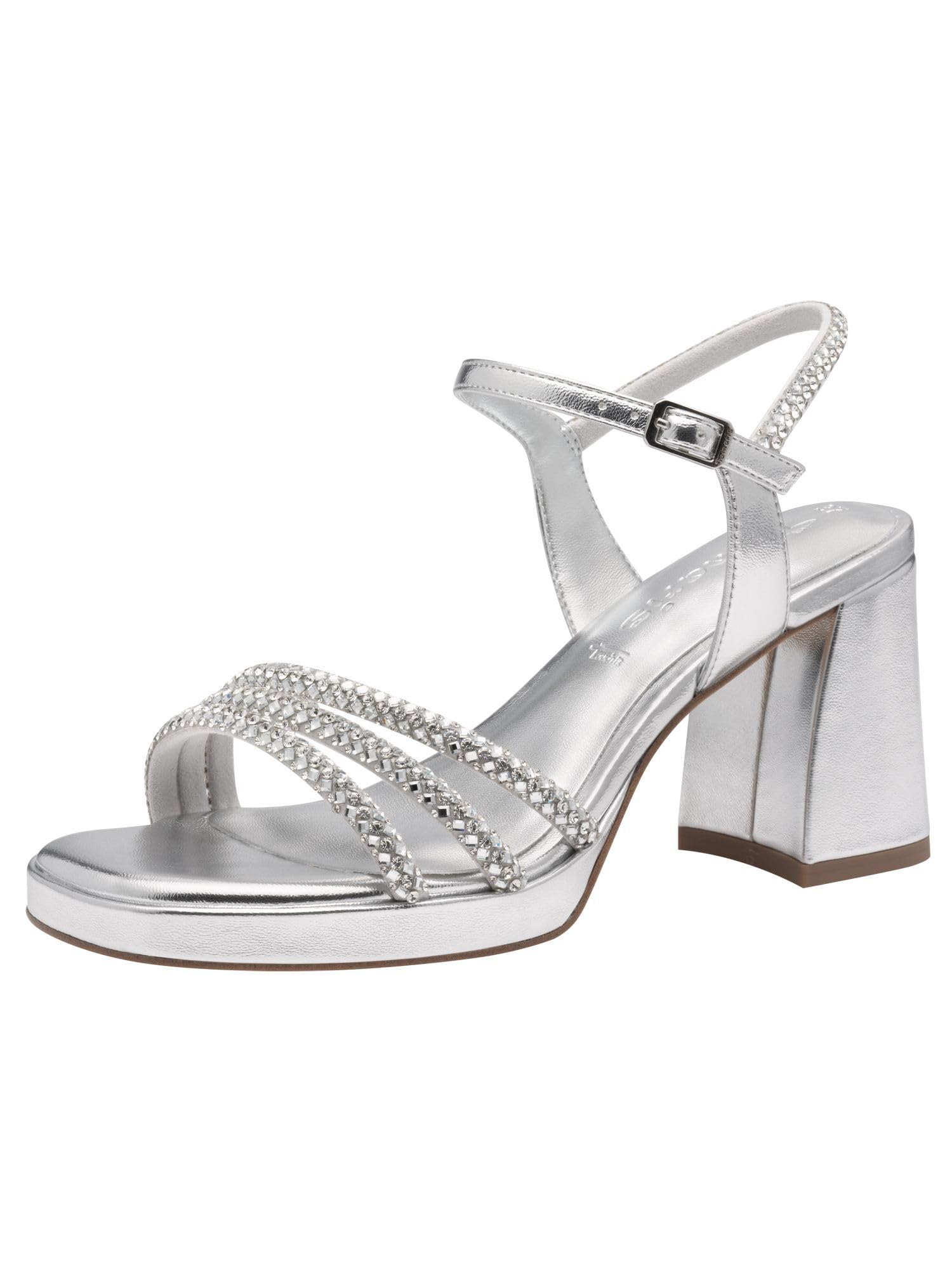 Tamaris Women’s sandal with block heel metallic 3.5 UK