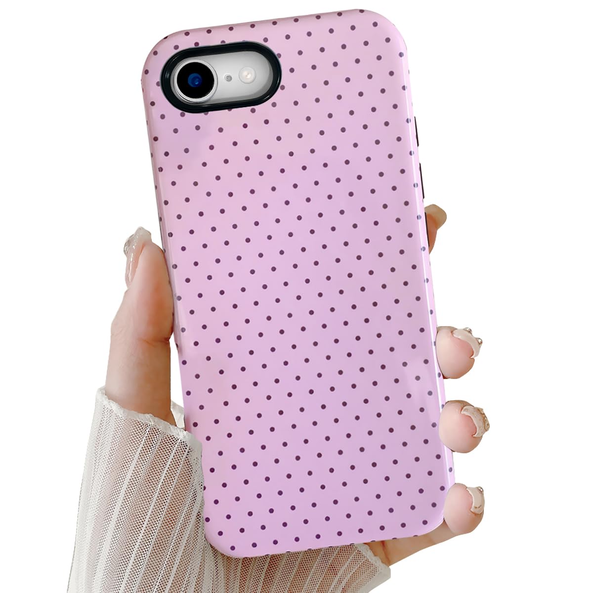 Pink Polka dot iPhone 17e Case/iPhone 16e Case, Cute Aesthetic Design Hybrid 2-Layer Shockproof Phone Case, Slim Scratch Resistant Protective Cover for Girls & Women (Pink, 17e/16e) Pink 17e/16e
