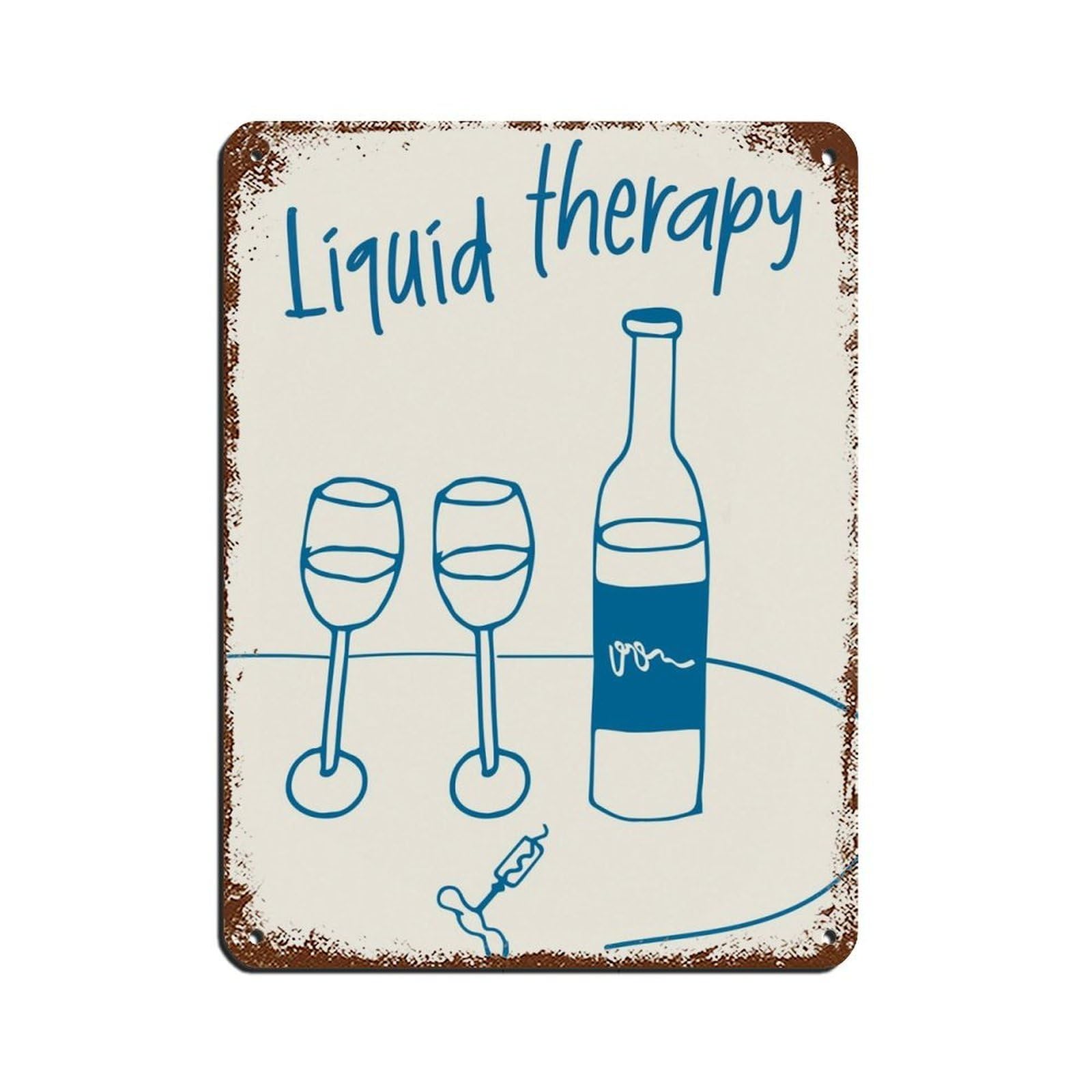 Liquid Therapy, Hand Drawn Wine Poster Tin Sign Vintage Metal Pub Club Cafe Bar Home Wall Art Decoration Poster Retro 12x16inch(30x40cm)