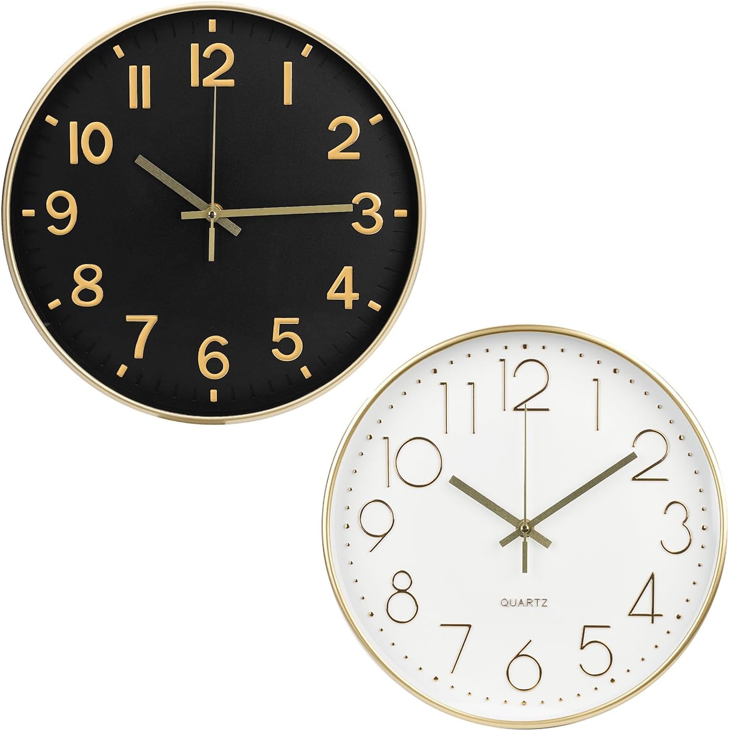 Wall Clock 12 Inch Non-Ticking Silent Modern Simple Style Round Decor Clock Stereoscopic Dial Quartz Wall Clocks for Home/Office/School/Living Room/Bedroom/Kitchen