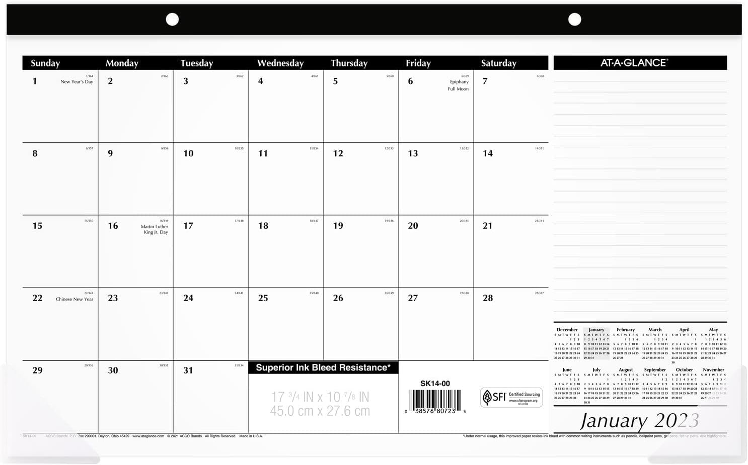 ATAGLANCE 2023 Desk Calendar, Desk Pad Calendar, 173/4