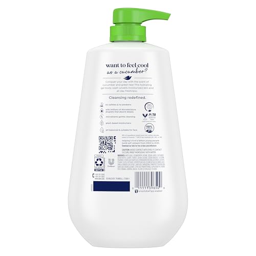 Dove Body Wash with Pump 3 Count Refresh Cucumber and Green Tea for 24hr Lotion-Soft Skin Moisturizing Skin Cleanser with No Sulfates No Parabens - Image 3