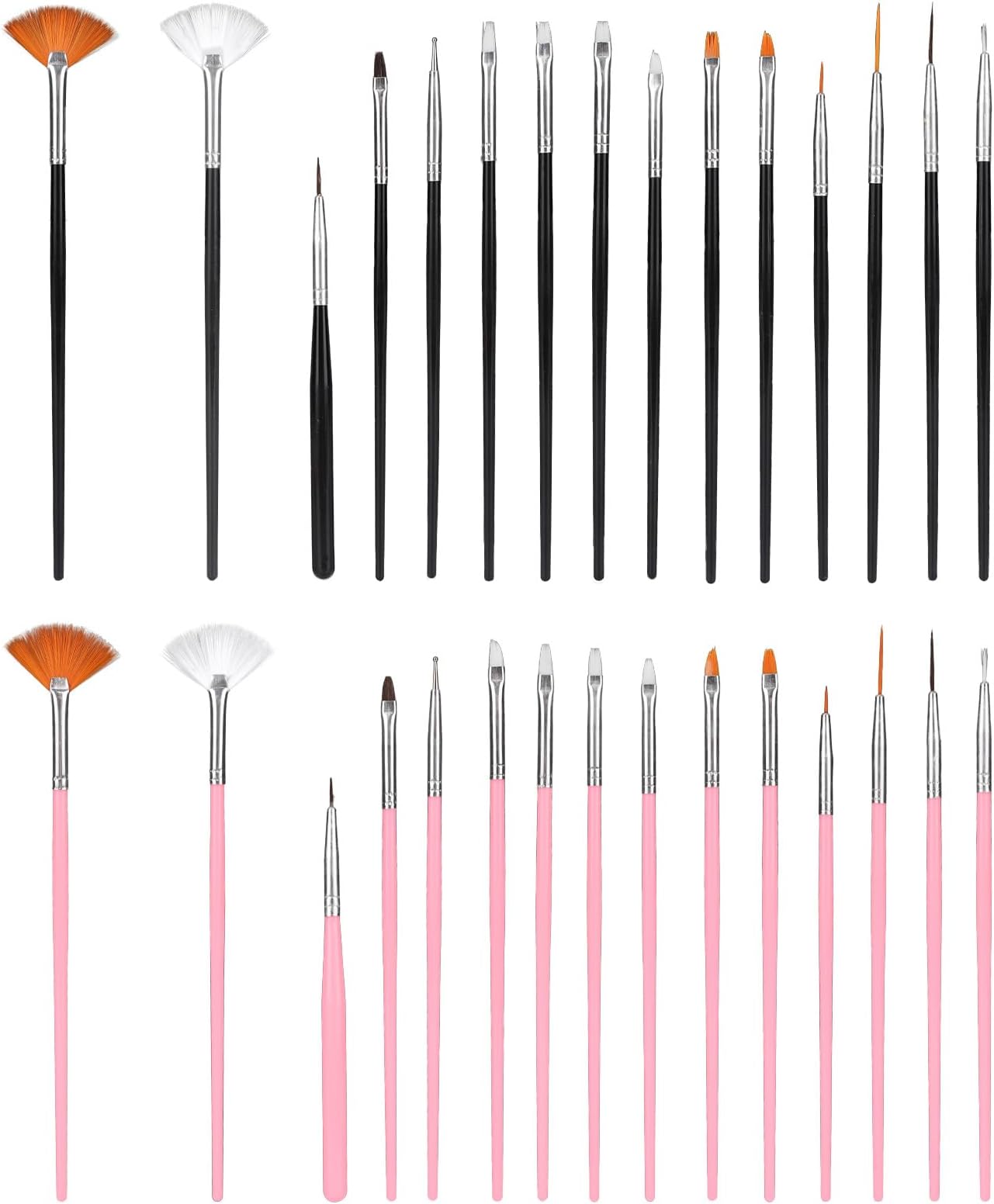 30pcs Cake Decorating Brushes, Food Safe Paint Brushes Kit Baking Cookie Candy Painting Tool Dessert Decorating Accessories for Kitchen Cake Pastry Fondant Shop Bakery Party Supplies (Pink & Black)