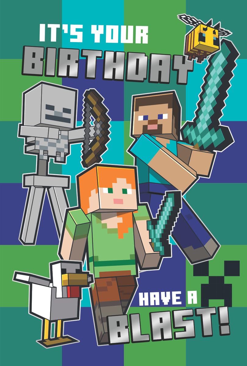 MINECRAFT BIRTHDAY CARD WITH STICKERS, MINECRAFT CARD FOR MINE CRAFT LOVERS, FOR HIM, HER, SISTER, BROTHER, COUSIN