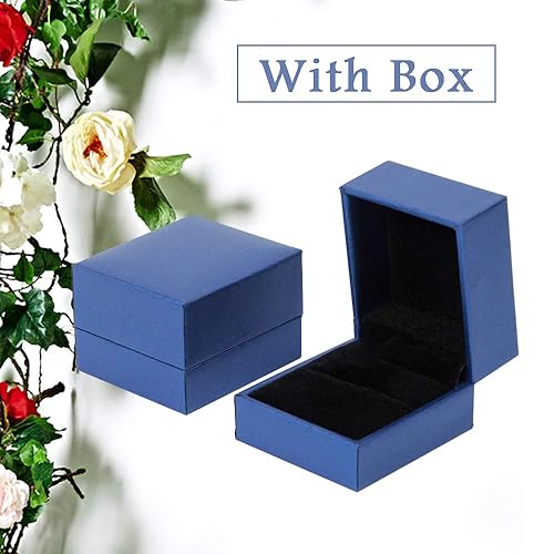 Miniatura 6 de Empsoul - Anillo de compromiso de novia de plata de ley 925 con corte princesa y topacio azul con circonita cúbica, pavimentar diamantes, delicado