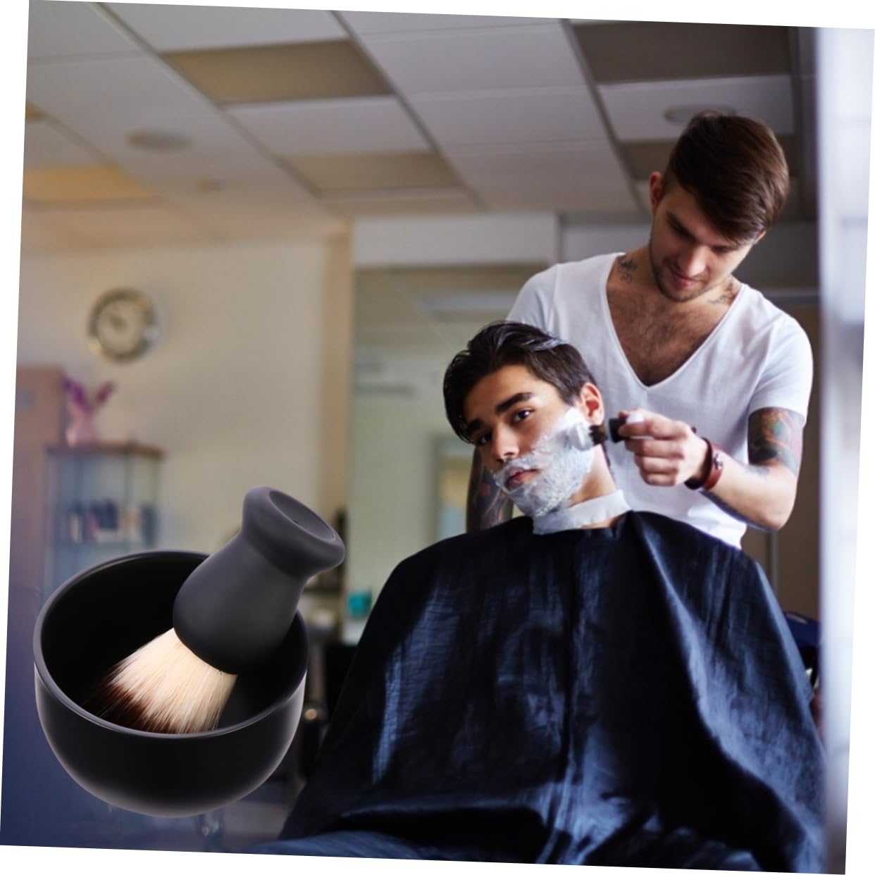 Healeved Men's Beard Grooming Tools Shaving Brush Set with Bowl Badger Hair Shaving Brush for Men