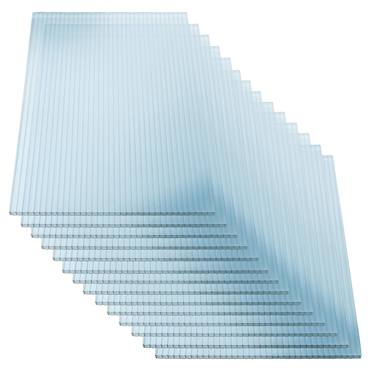 2FT W x 4FT L Polycarbonate Panel, Twin-Wall Polycarbonate Sheets Waterproof UV Protected Reinforced Clear Sheets for Greenhouse, Outdoor, Plant Stand Roof, 14 Pieces Set