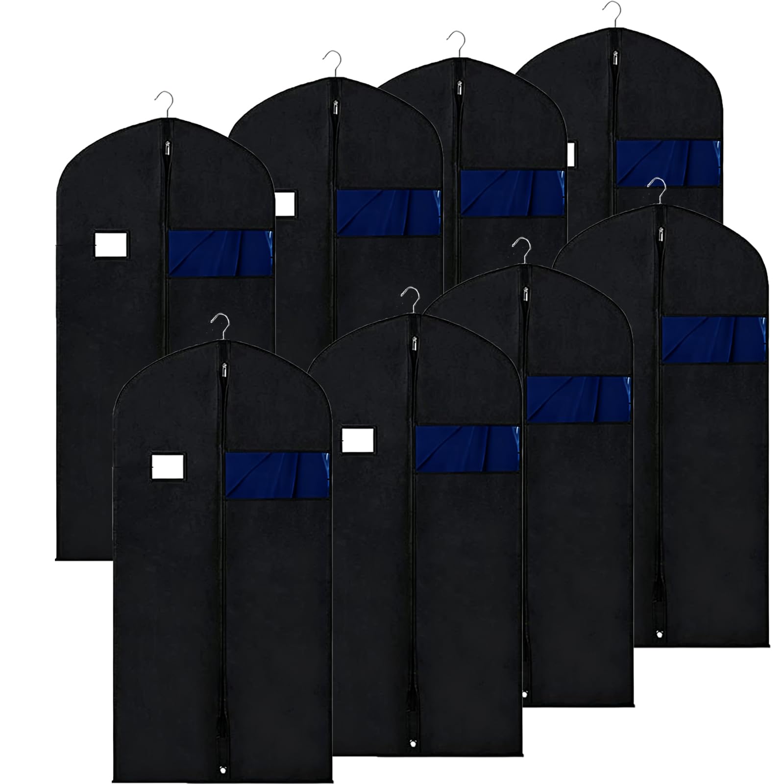 MUKSEUT 8 bolsas de ropa para vestidos, fundas de ropa de 60 x 100 cm, funda de traje, a prueba de polvo, bolsas plegables transparentes ligeras para vestido de novia, traje, chaqueta, vestido