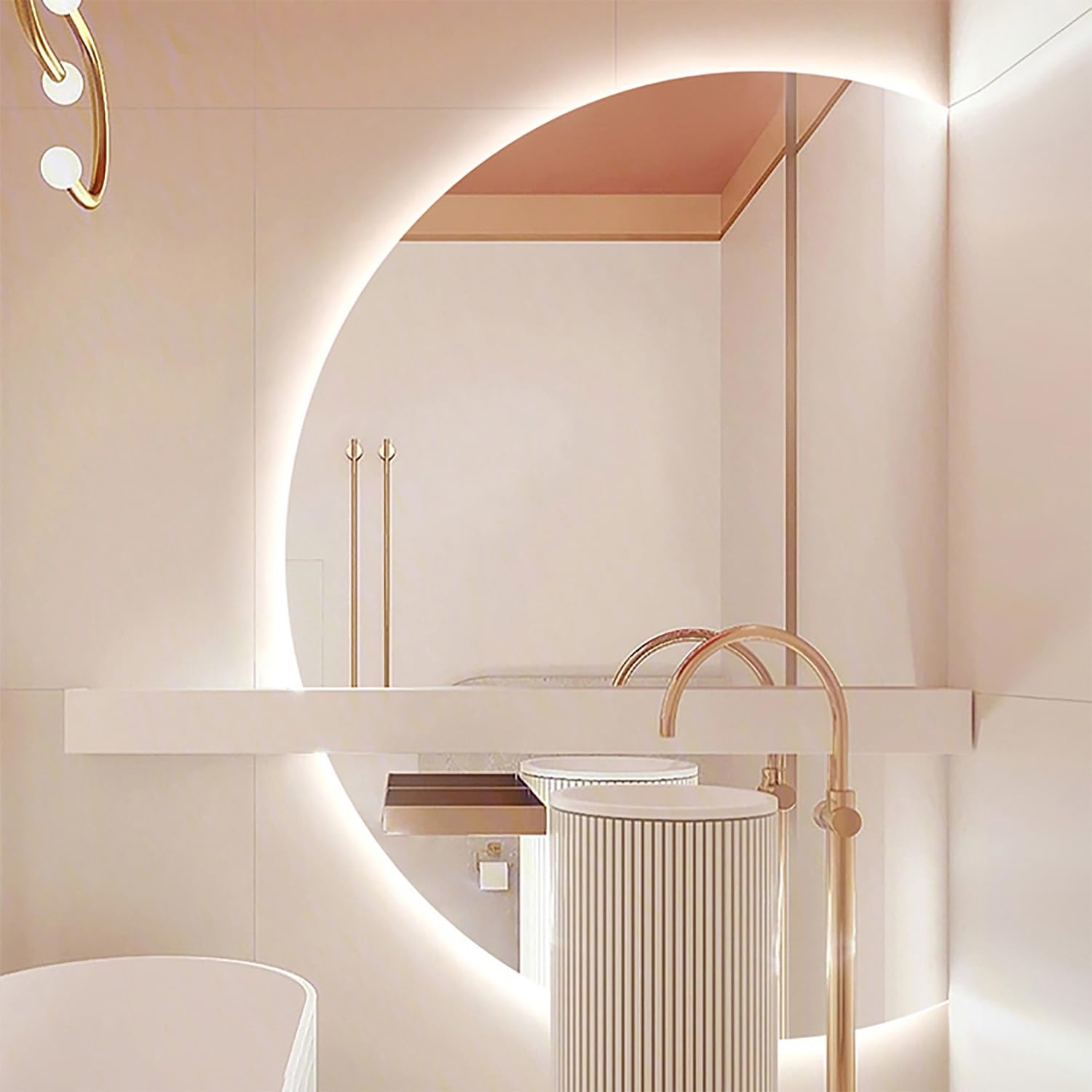 Miroir mural LED à intensité variable avec design anti-buée et rétroéclairé – Décoration moderne de salle de bain et d'entrée, solution d'éclairage élégante pour la maison, élégant et fonctionnel