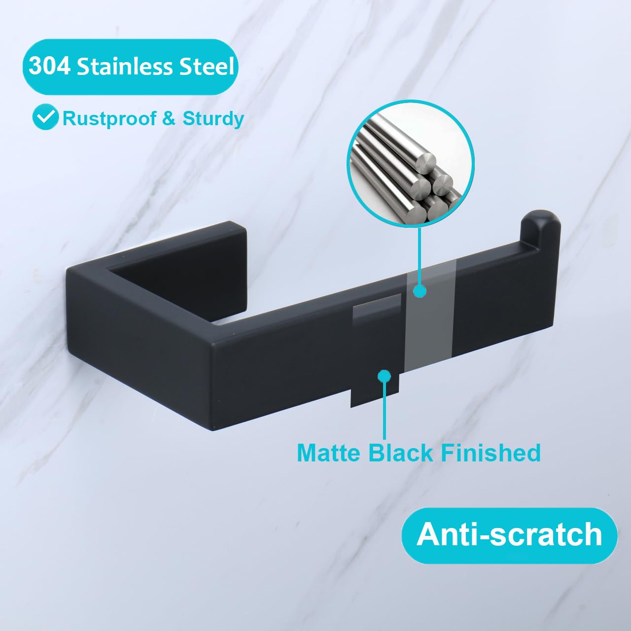 TocTen Toilet Paper Holder-Bathroom Tissue Holder Fit Big Roll Paper, Toilet Paper Roll Holder Wall Mounted Made of Thicken 304 Stainless Steel, Suitable for Bathroom, Kitchen, Office (5.9 in, Black) — Amazon image 4