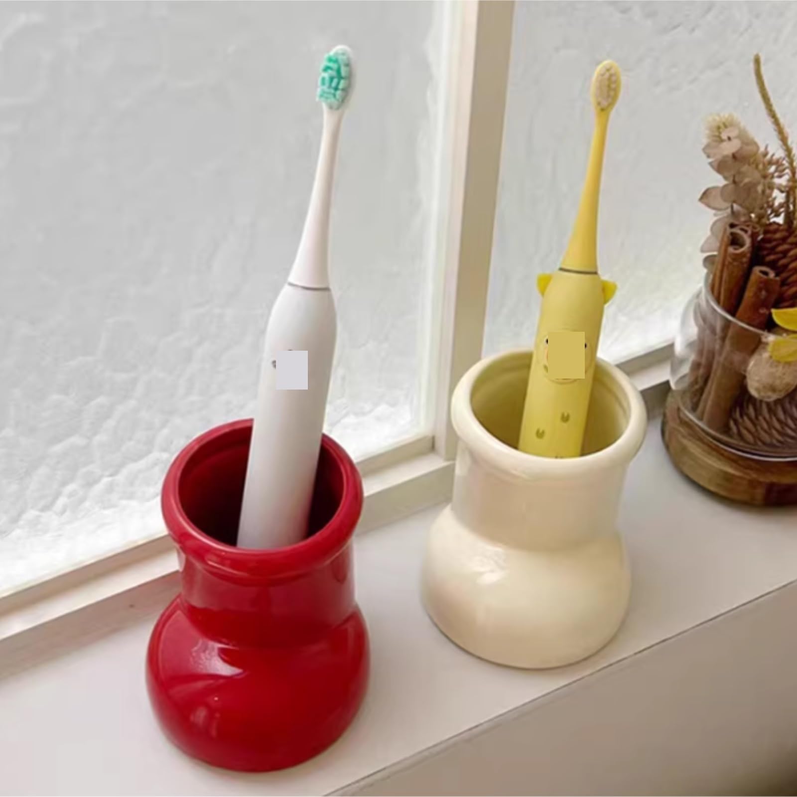 Porta Cepillo Dientes Baño Soporte De Cerámica For Cepillos Dientes con Forma Zapato, Organizador Almacenamiento For Encimeras Tocador Hogar Y Cocina(Beige)
