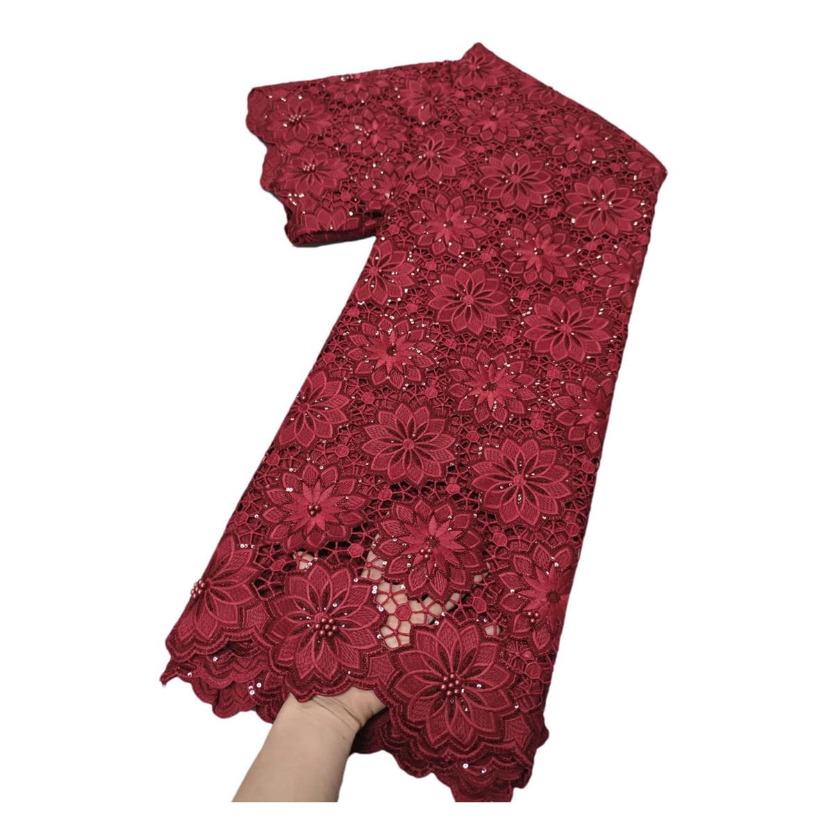 Tessuto di pizzo africano 100% cotone svizzero voile pizzo con perline tulle nigeriano paillettes stile popolare Dubai