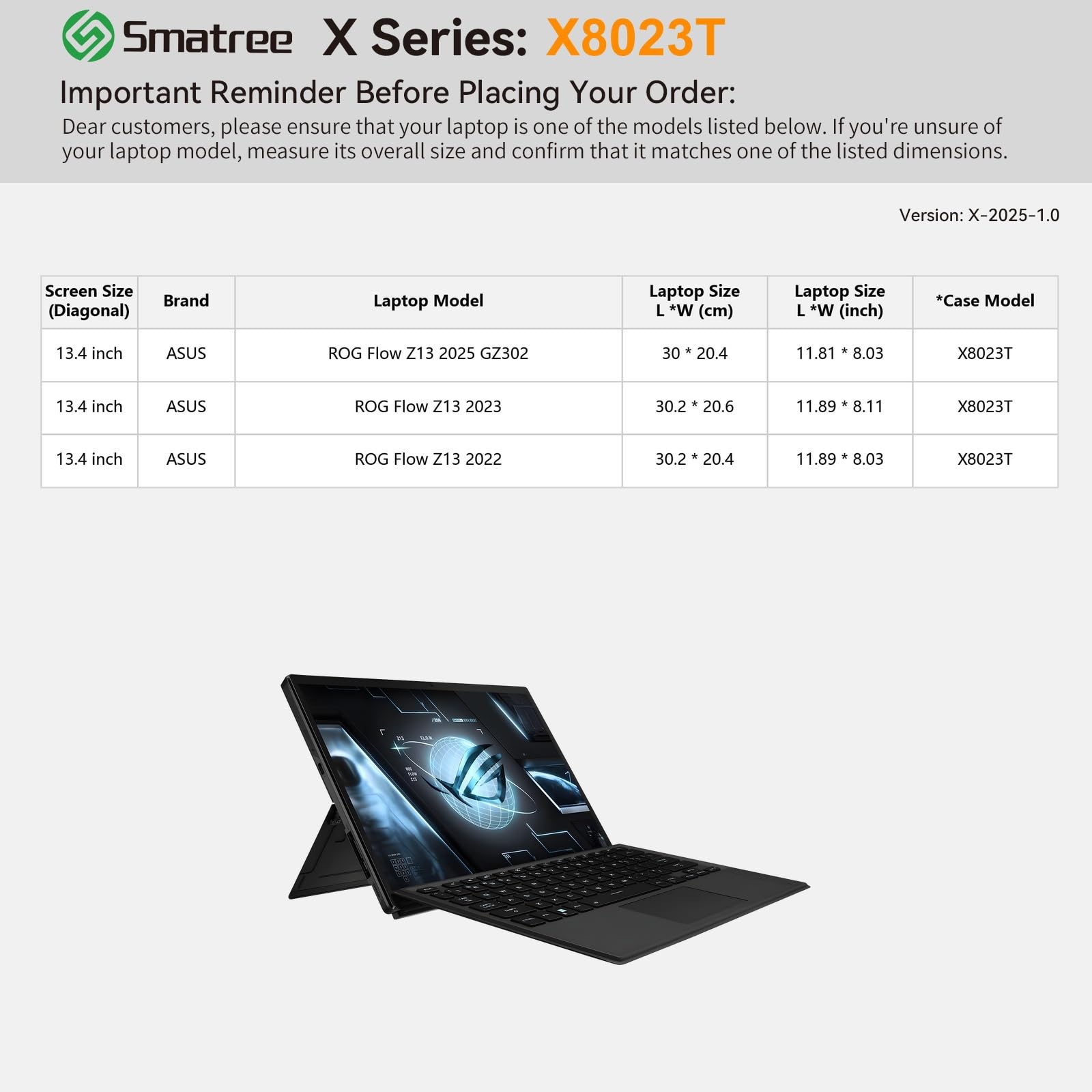 Smatree Hard Funda rígida para portátil de Funda rígida para portátil de EVA Compatible con 13,4 Pulgadas ASUS ROG Flow Z13 2025 GZ302/2023 GZ301/2022 (X8023T)