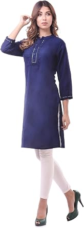Chichi Indian Women's Plain Cotton Kurti Top