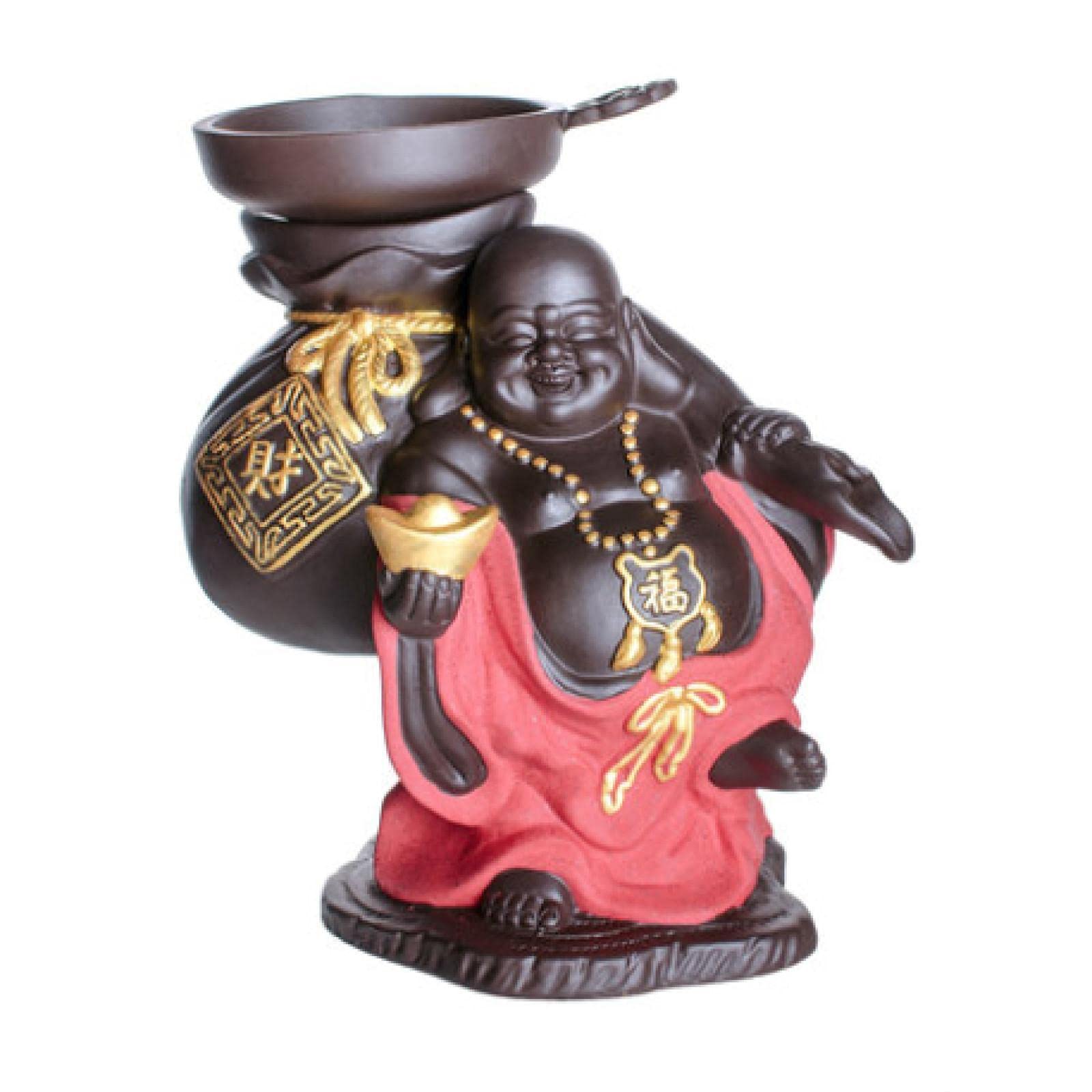 Bouddha Maitreya en sable violet pour harmoniser votre coin thé zen à la maison