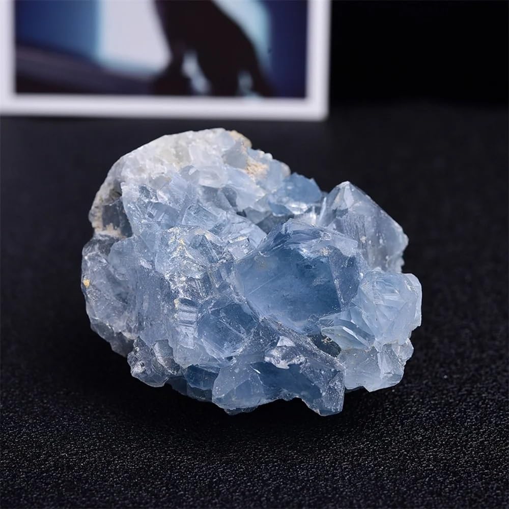 KJEBVHIRS Stone Madagascar Lapis Lazuli Crystal Cluster Sky Blue geode (280-350g)