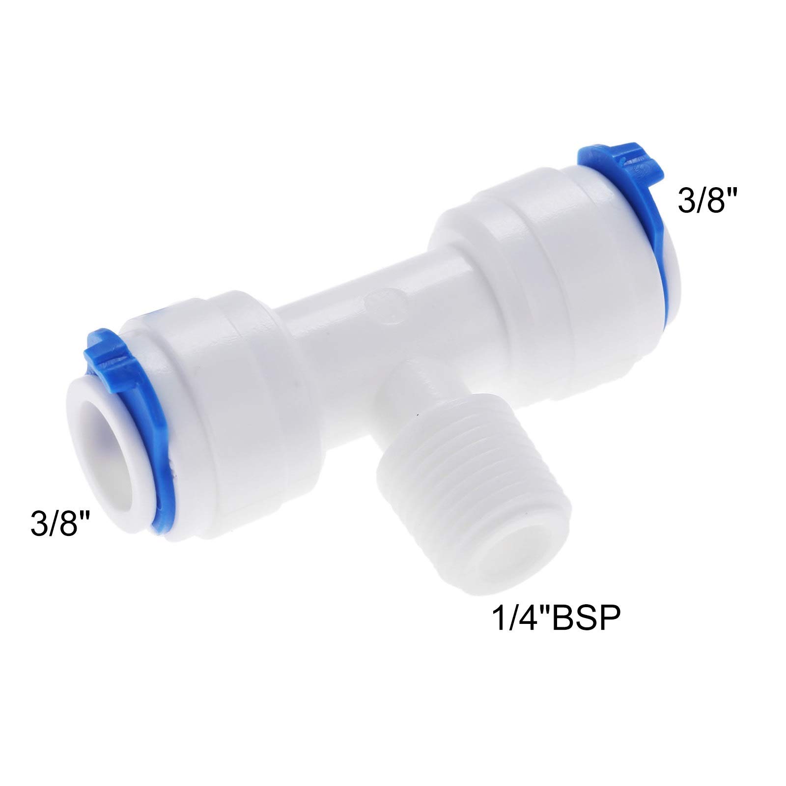 Conexión rápida for Manguera, de jardín, 2 Piezas, conexión for tubería ósmosis inversa, Forma T, en 3/8, Macho 1/4, Conector Acoplamiento plástico for Agua