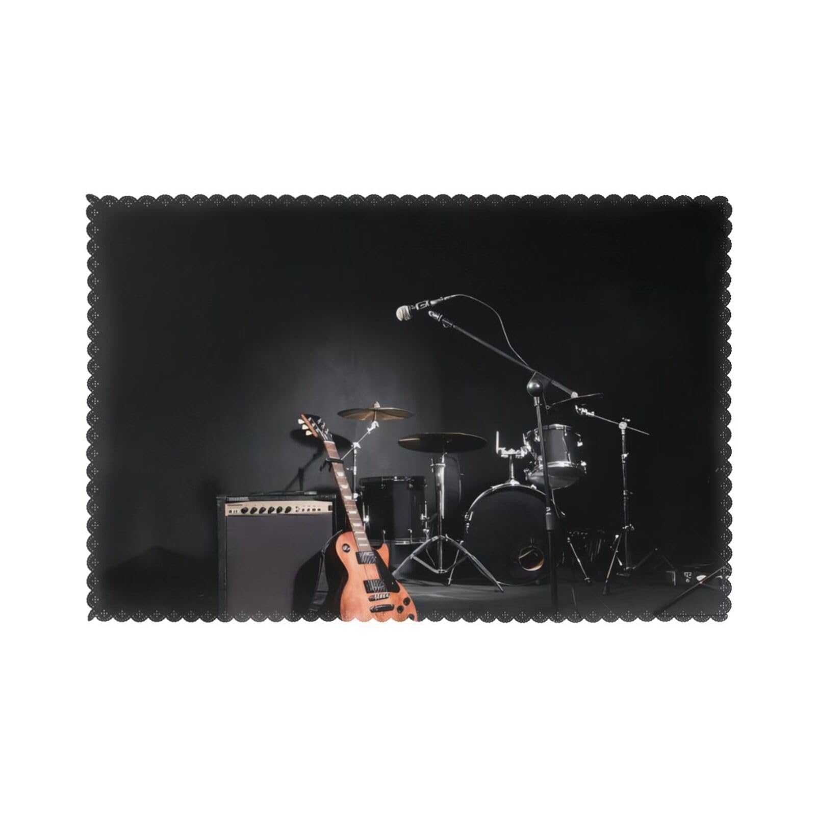 YYHWHJDE Musical Instrument Guitar Prints Placemats Set of 6 12x18in - Heavy-Duty Polyester Table Layers Built for Lasting Performance