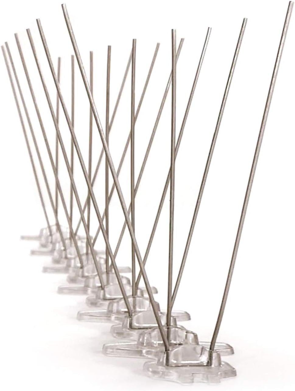 Bird Barrier Bird-Flite Stainless Steel Bird Spikes | Metal Pins Strips with Plastic Base, Clear Glue Adhesive Included - Narrow (2.5in) 10 Ft. Length