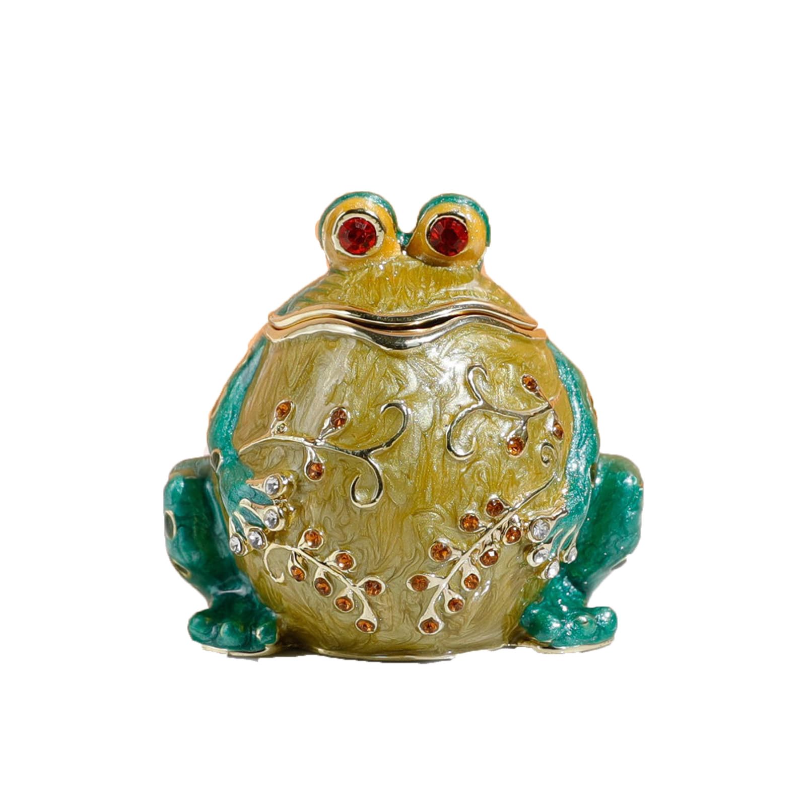 Cinghi Lusso Green Mini Frog Jewelry Box Hand Painted Enamel Frog Trinket Box Vintage Crystals Jeweled Trinket Box Jewelry Organizer Zinc Alloy Decorative For Earrings For Jewelry Desktop Figurine Collectible