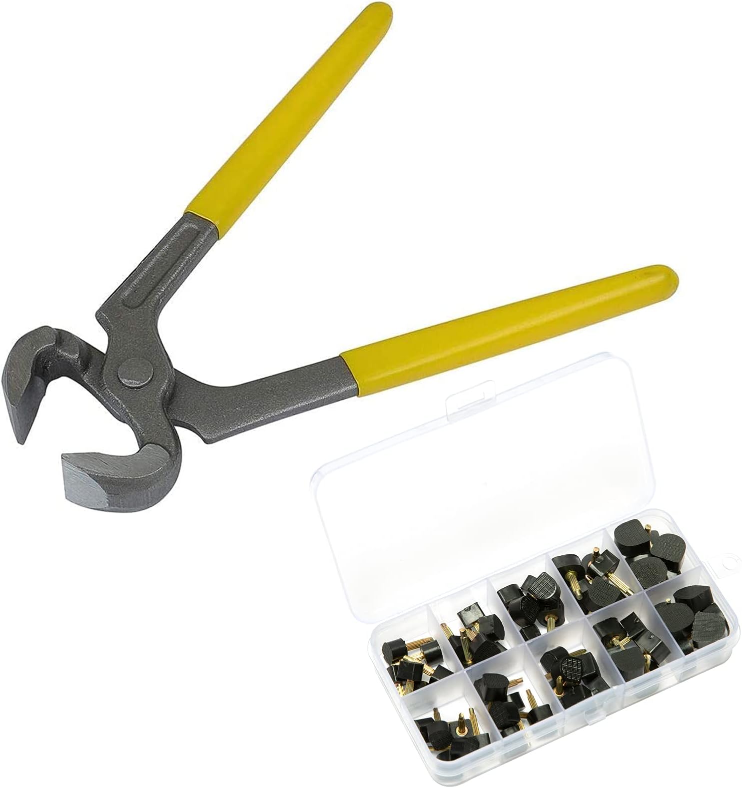 Xiboya textile 6" Heel Caps Remove Plier and 30 Pairs High Heel Replacement Tips (5 Different Sizes, 2 Different Pins Diamete)