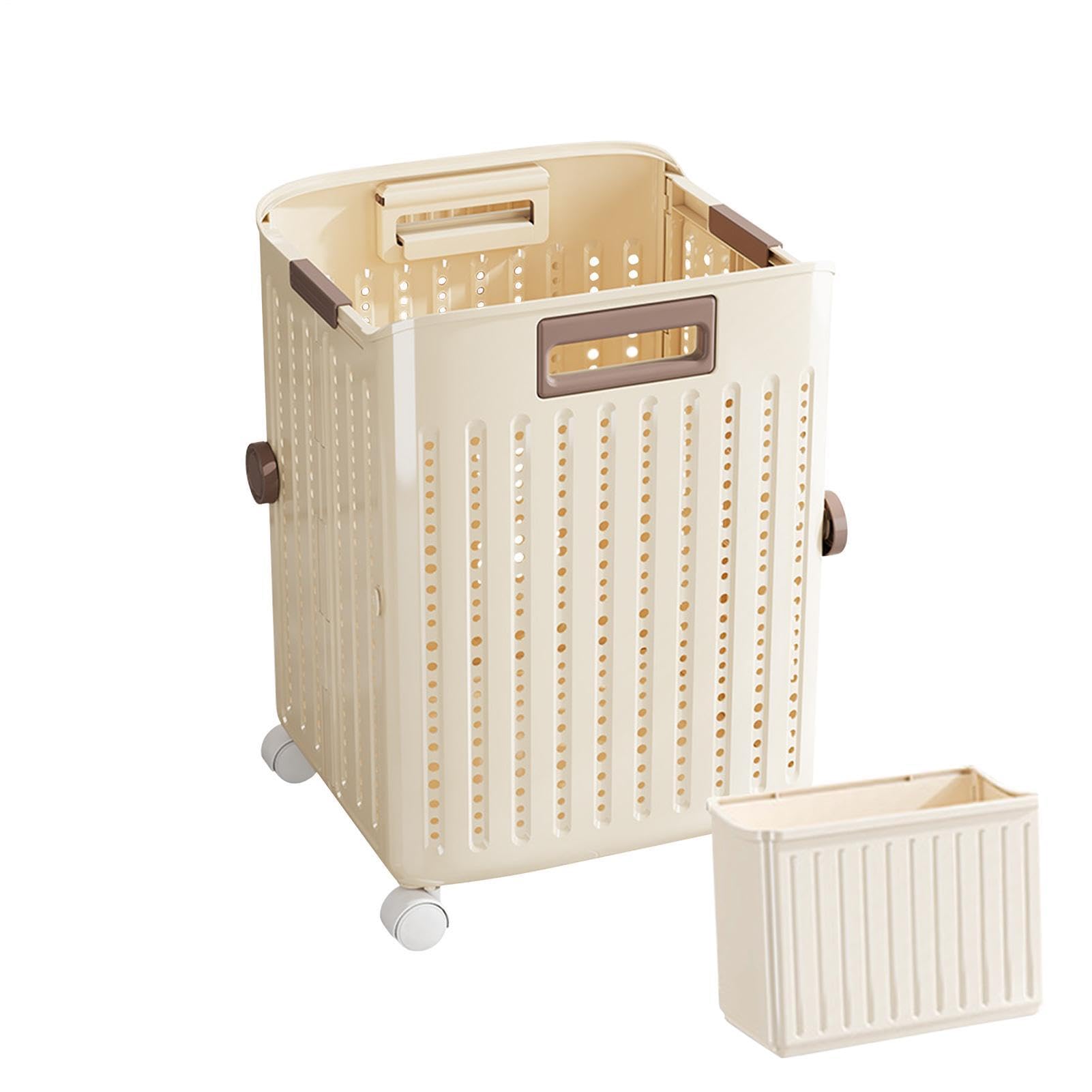 Panier à Linge Équipé de Roues | Panier à Linge Pliable Avec Roues | Cube de Rangement de Linge Pliable Pour Serrés Chambre Salle de Bain Petits Espaces