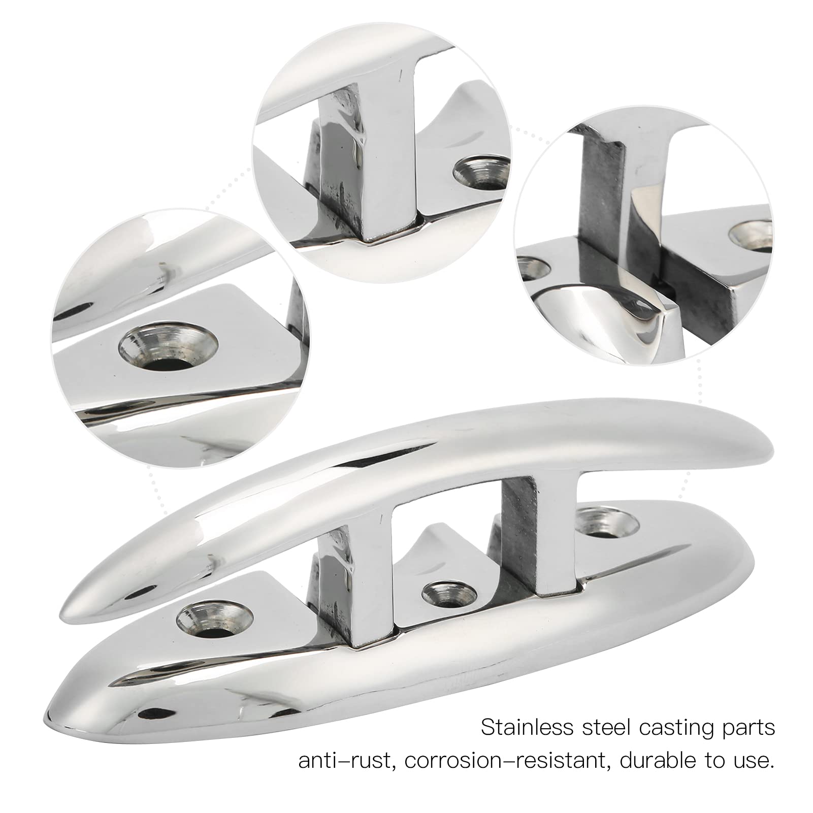 equlup Boat Folding Cleat 316 Stainless Steel Marine Grade Marine Flip Up Dock Cleat 5in 6in Marine Dock Cleat Folding Boat Cleat for Boat Kayak (5 Inch)