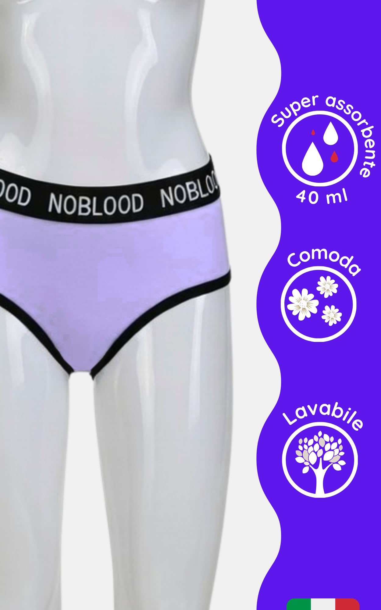 NoBlood - Set di 3 Slip da Ciclo Ragazza 10/18 Anni Cotone Comodo - Mutande Assorbenti Mestruali Flusso Abbondante | Mutandine Mestruale Assorbente Adolescente