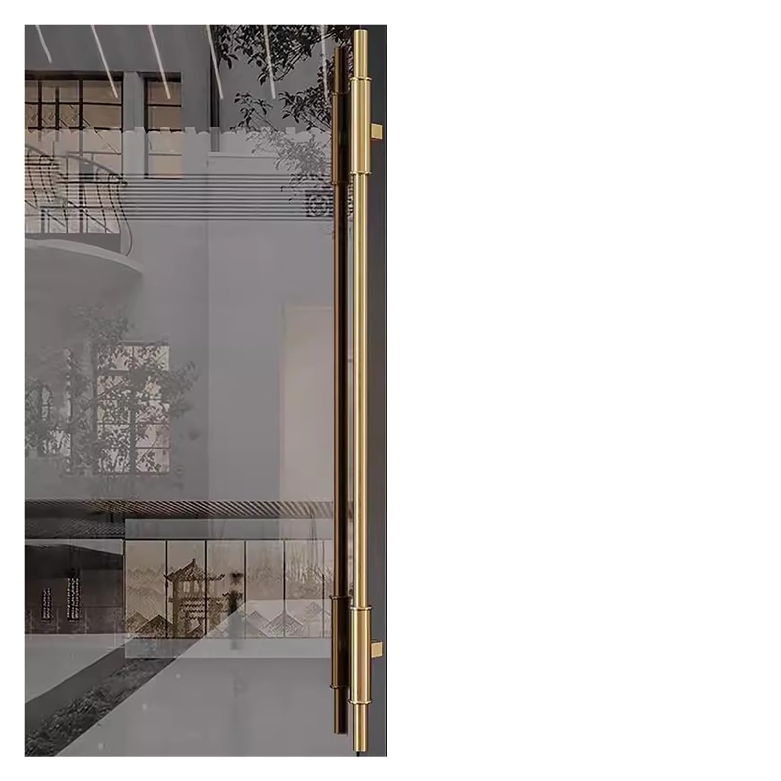 Wdsopk Gold Heavy-Duty Commercial Grade Stainless Steel Push/Pull Door Handle - 39.4In Black Contemporary Two-Sided Front/Patio/Barn Door Pull Bar
