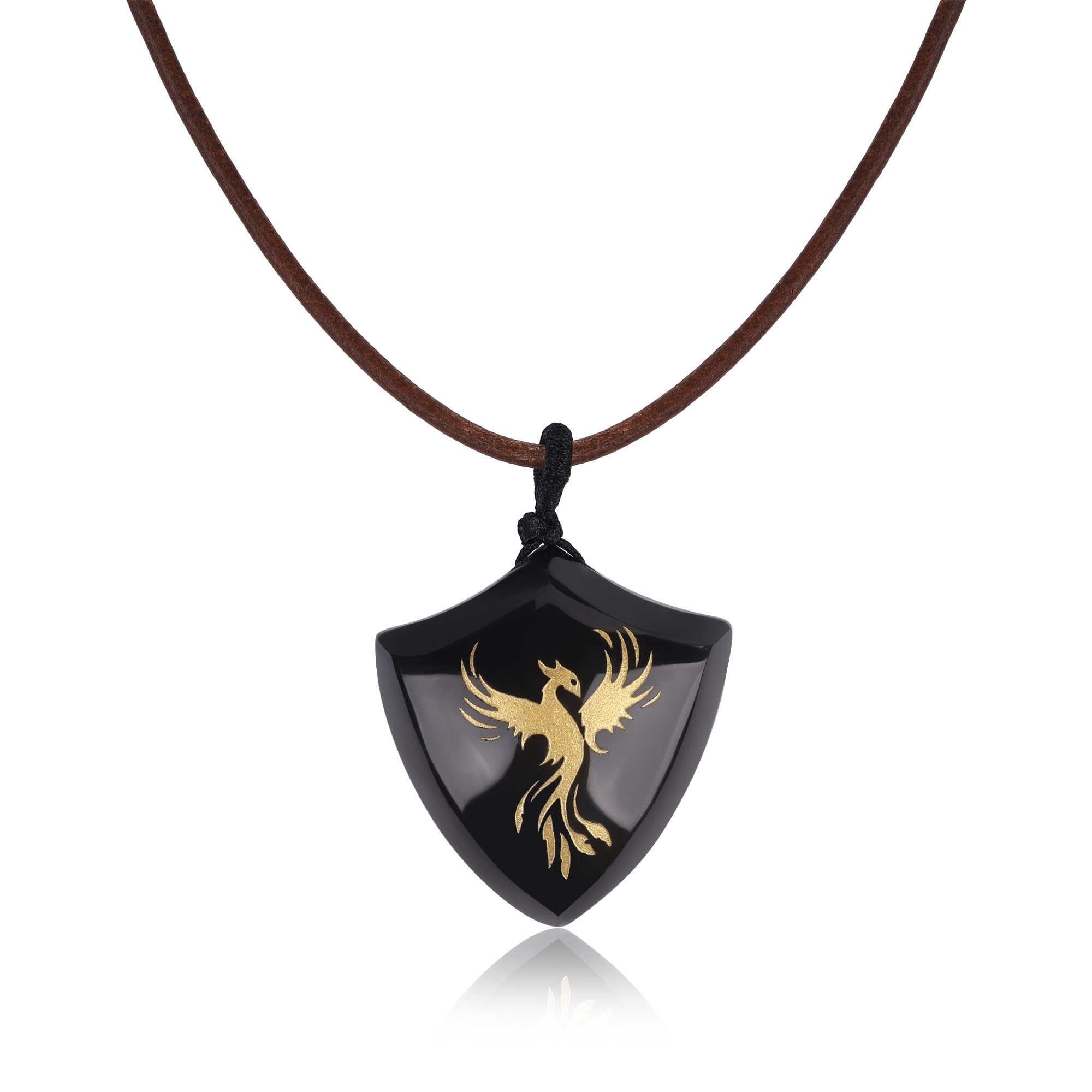 COAI Collar de Cuero Italiano Auténtico con Colgante de Piedras Naturales Unisex