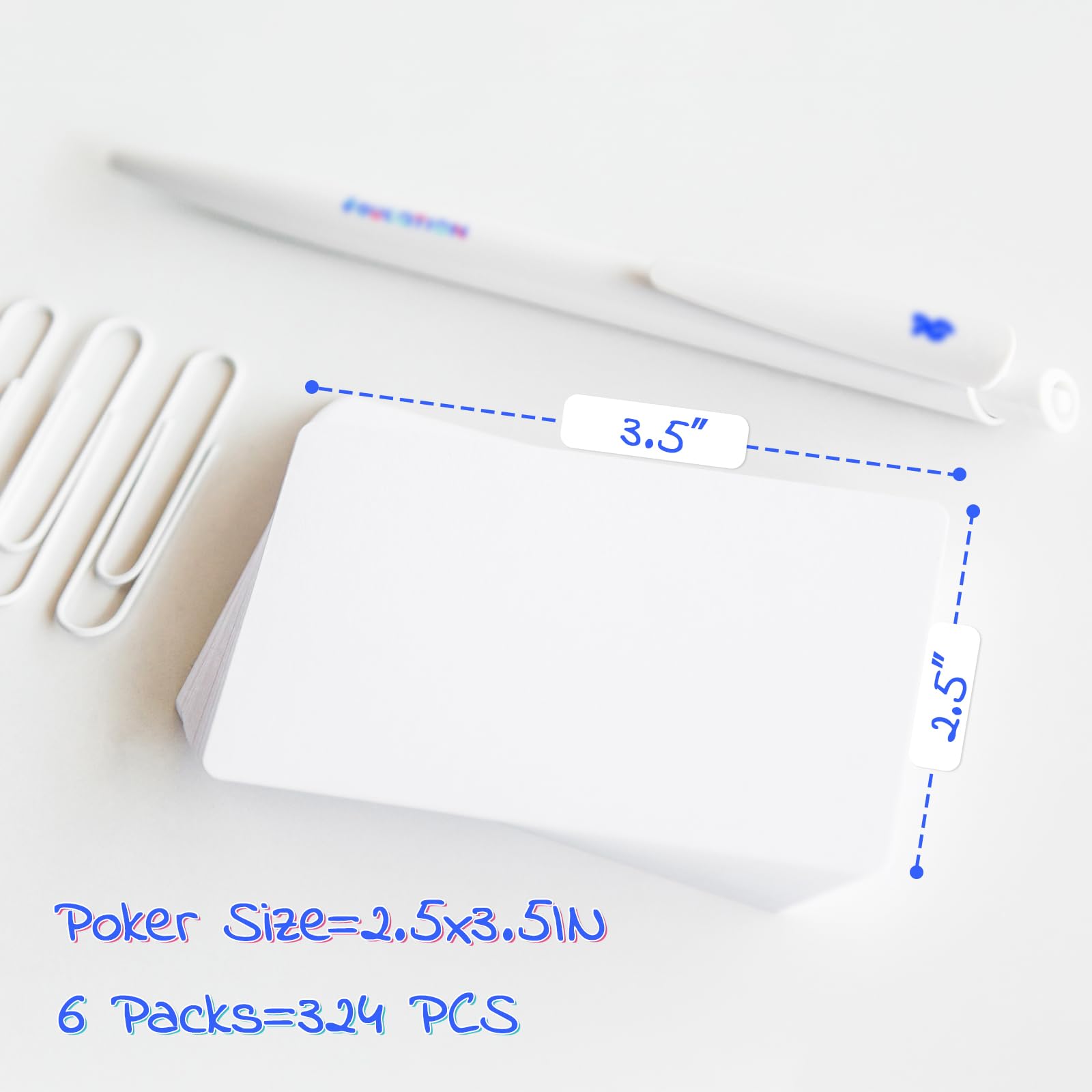 SeptCity Tarjetas de juego en blanco, 324 cartas personalizadas de tamaño póquer para juegos de cartas de bricolaje, aprendizaje de estudio, dejar un mensaje, escribir palabras y dibujar