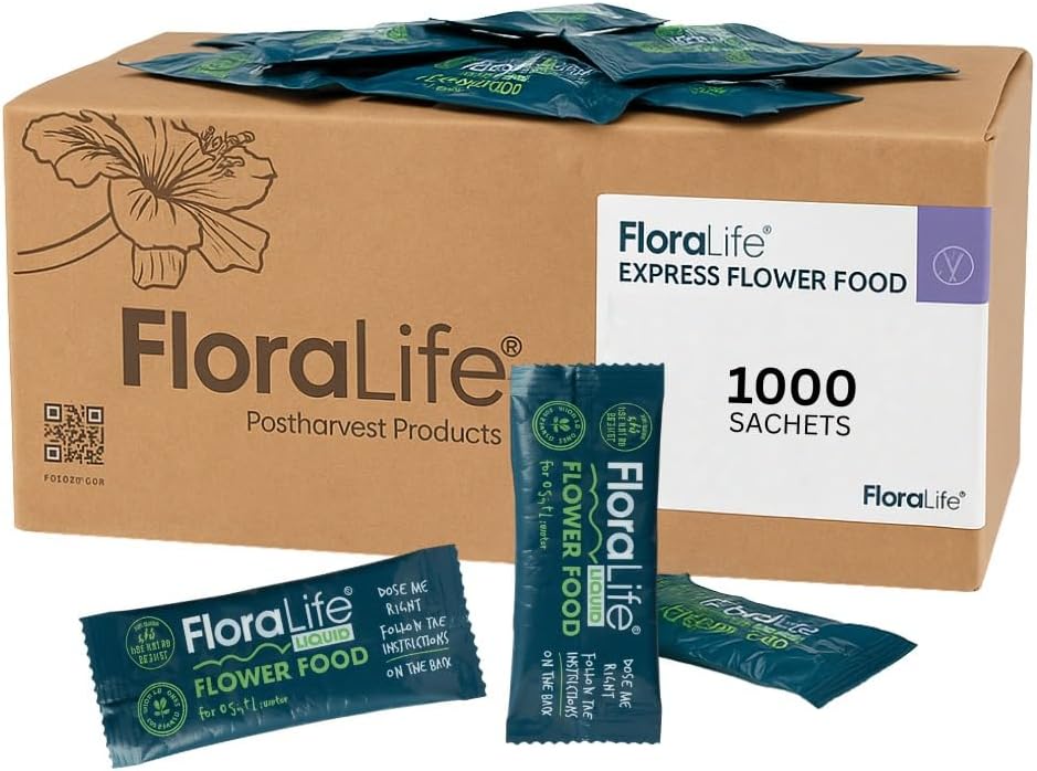 Oasis FloraLife Flower Food Liquid Sachet, Hydrate & Keep Cut Flowers Look Fresh For Longer Time, Florist Shop Essential, Flower Arrangement (1306-1000 nos)