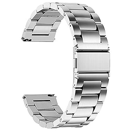 Fullmosa Quick Release Watch Band 20mm,Stainless Steel Watch Strap for Samsung Galaxy Watch 4 44mm 40mm | Classic 46mm 42mm (2021) | Amazfit Bip | Ticwatch 2 E | Vivoactive 3 HR | Huawei Watch - Silver