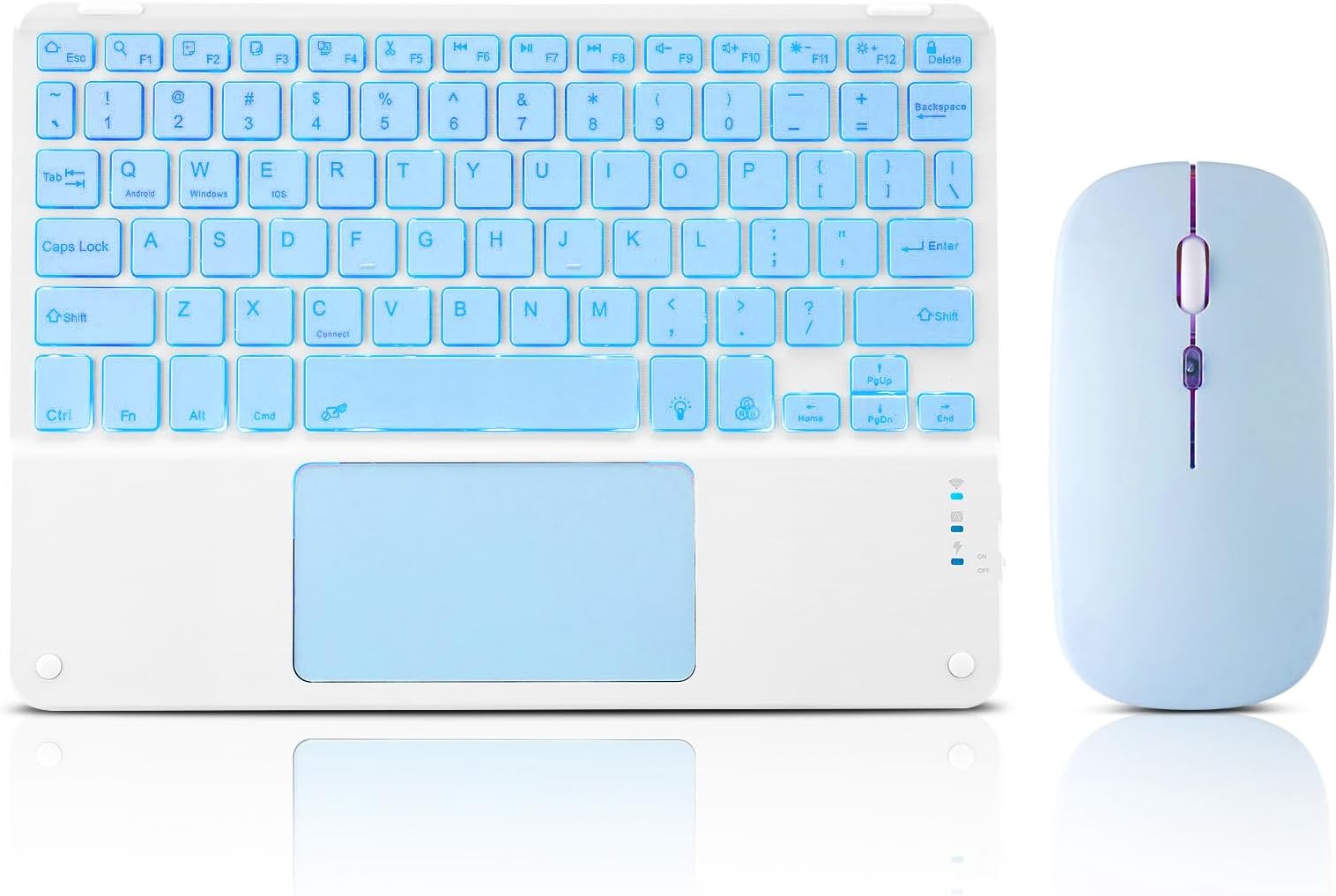 Ultra-Slim Bluetooth Keyboard with Built-in Touchpad and Mouse Portable Mini Wireless Keyboard Rechargeable 7-Color Backlit for Apple iPad iPhone Samsung Tablet iPhone Smartphone iOS Android Windows