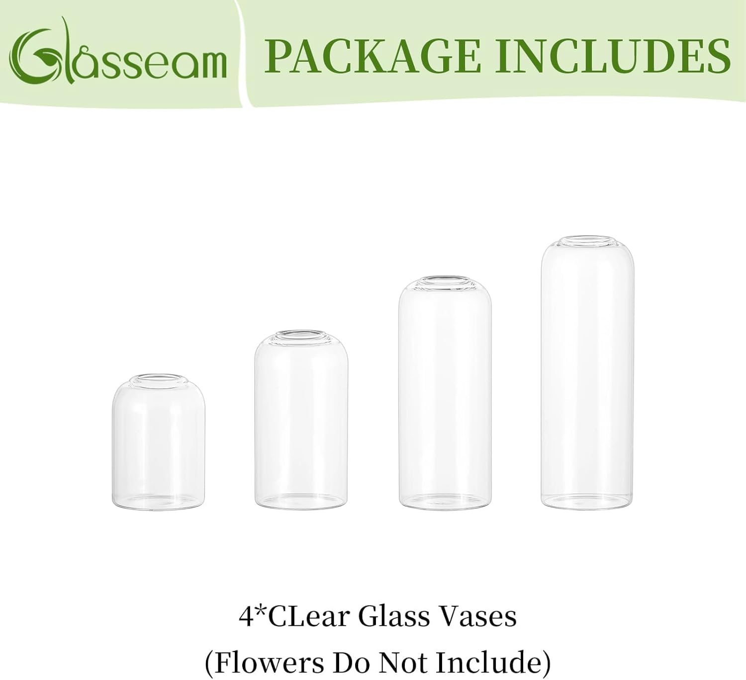 Glasseam Glass Bud Vase for Centerpieces, 4pcs Small Flower Vase Set for Single Rose Bouquet, Modern Minimalis Clear Table Centerpieces for Home Decor Living Room Bathroom Kitchen Wedding Party - Image 7