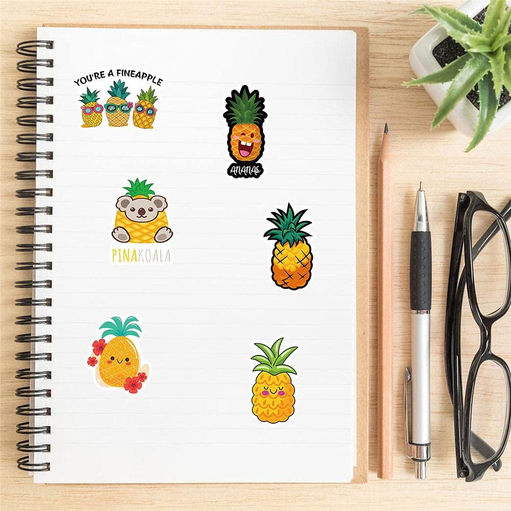 100 szt. naklejka kreskówka ananas graffiti wodoodporne naklejki opakowanie na laptopa butelki wody deskorolkę walizkę motocykl gitara naklejki dekoracja