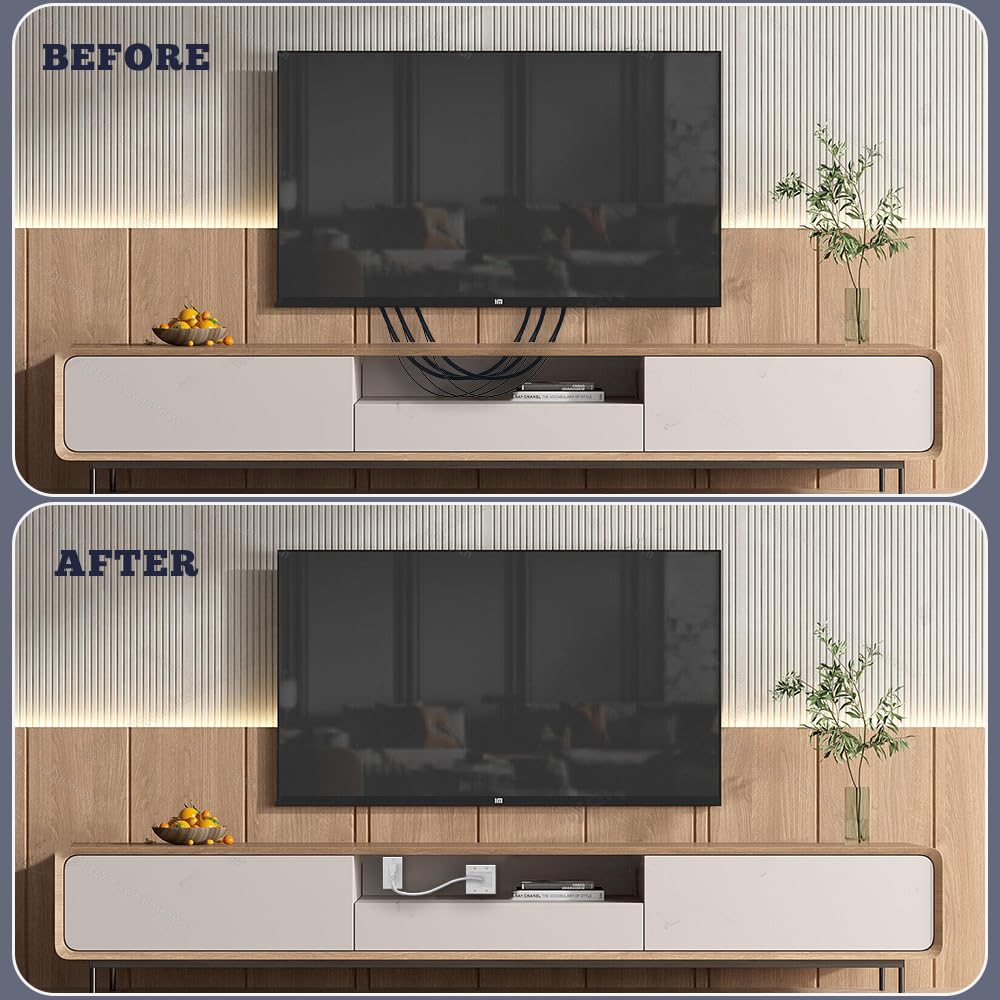 Kit di gestione dei cavi a parete, nascondicavo TV per TV a parete con due prese triple, 2,7 m, con piastre da parete per la gestione dei cavi Home Theater