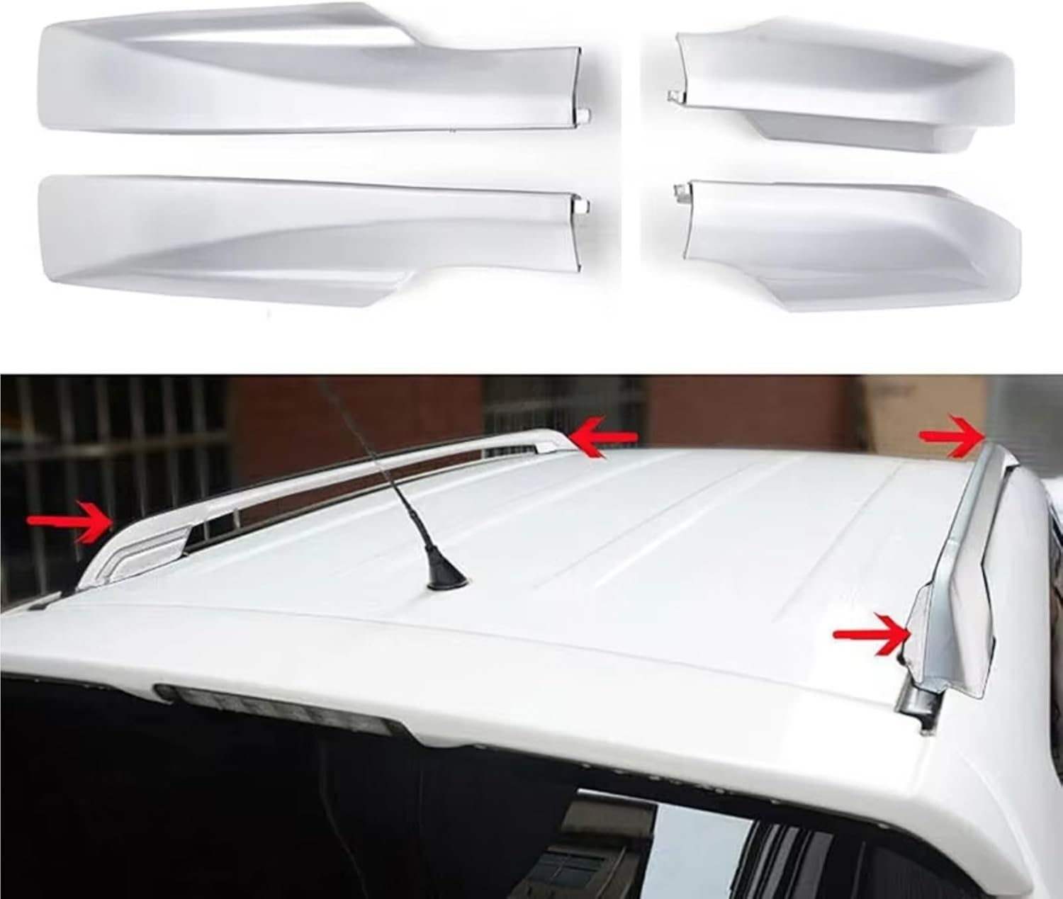 Roof Rack Shell End Compatible with Toyota for RAV4 XA30 2006 2007 2008 2009 2010 2011 2012 Protective Cover Front Rear Roof Luggage Bar Rail End(Silver)