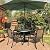 NUU GARDEN 5 Piece Patio Dining Set Outdoor Table and Chairs Set for Garden Patio Backyard, 4 Textilene Dining Chairs and 1 Iron Patio Table with Umbrella Hole, Black and Brown