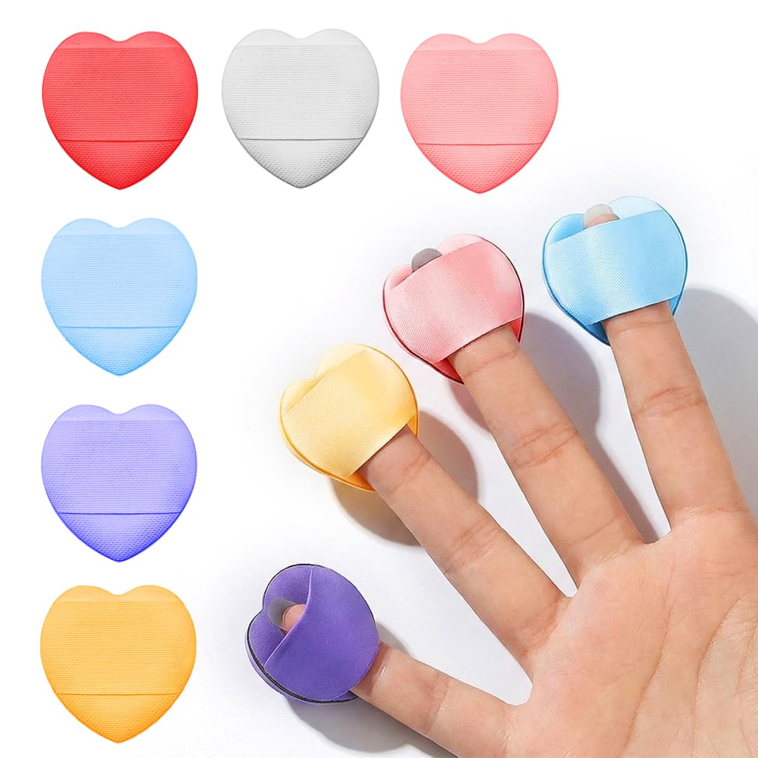 Gleva 6 Pcs Mini Heart Shape Finger Puffs Makeup Blender Sponges, Soft Cosmetic Finger Mini Powder Puff Perfect for Liquid Foundation, Cream, Concealer, Powder, Wet & Dry Makeup Tool For Women & Girls-image-33