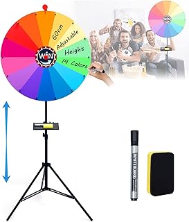 Glücksrad zum Drehen Groß Mehrzweck 61cm Höhenverstellbar 100cm-200cm Gluecksrad Gluecksrad Glücksrad mit Ständer 14 Farben Drehrad Spielzeug Farbe Rad Spiele mit Radiergummi und Marker