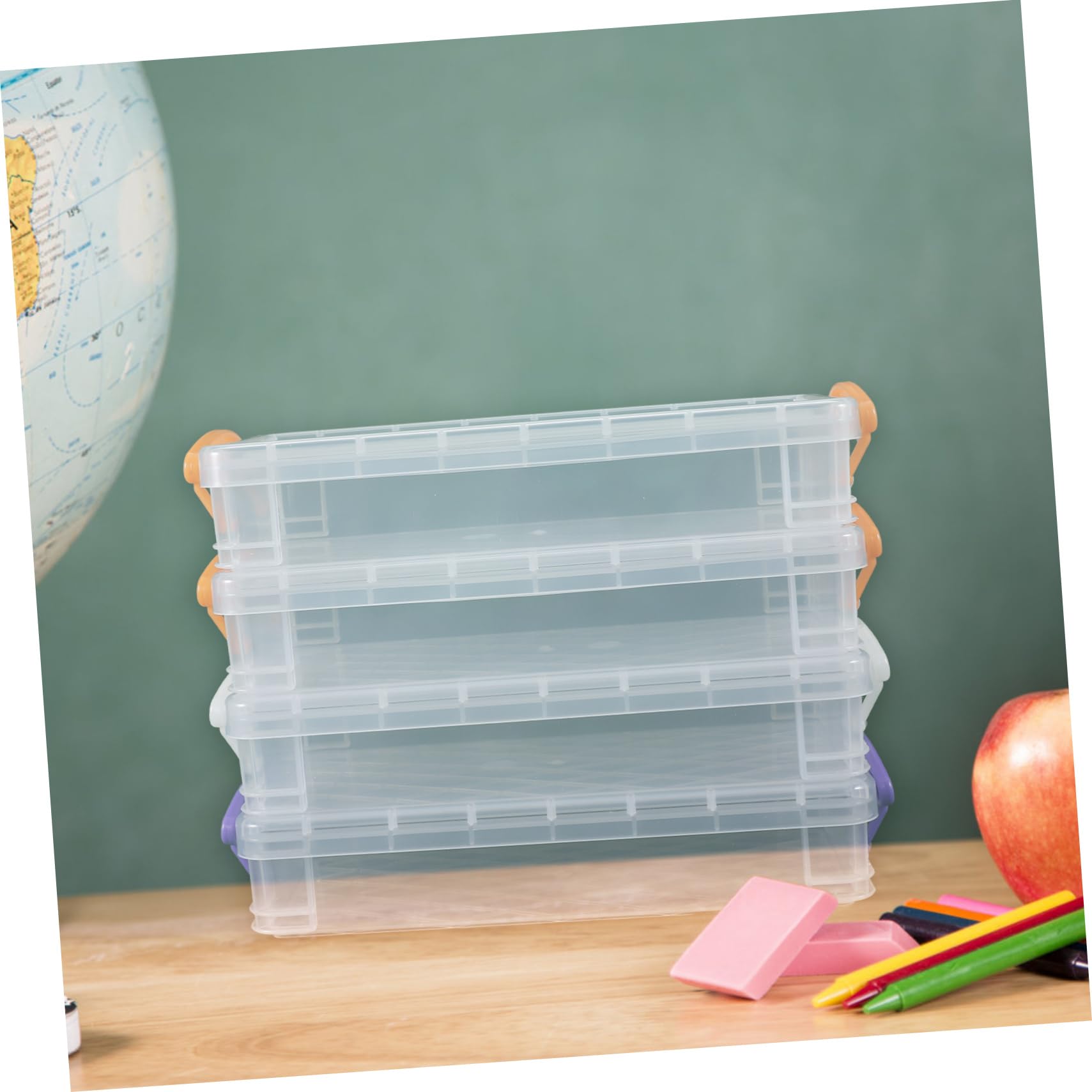 DOITOOL 3 Set Scatola Portapenne Trasparente Impilabile Da Capacità Per Cancelleria Adatta Per Scuola Ufficio E Casa Colore Casuale 4 Pezzi*3