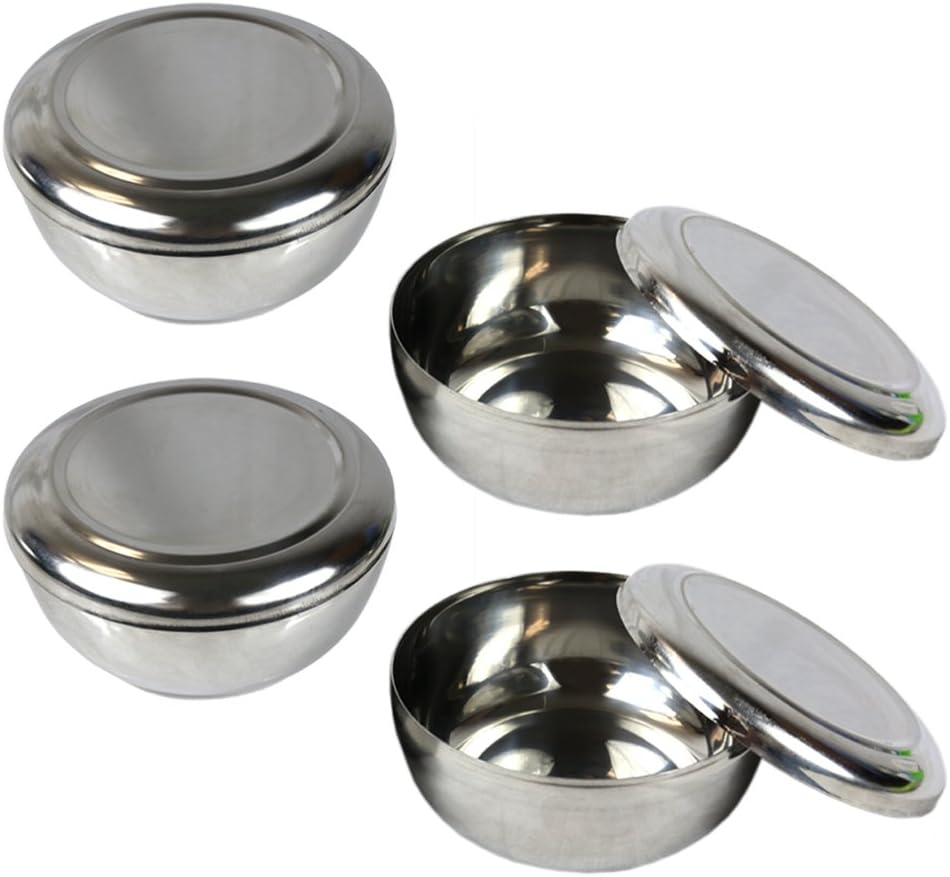 Exclusive Discount 70% Price Set of 4, Korean Stainless Steel Rice Bowl with Lid Set, Korean Kitchen Restaurant, Multi-Purpose Stainless Steel Bowl + Lid Set Best Deal Cheap 🛒 Set of 4, Korean Stainless Steel Rice Bowl with Lid Set, Korean Kitchen Restaurant, Multi-Purpose Stainless Steel Bowl + Lid Set
