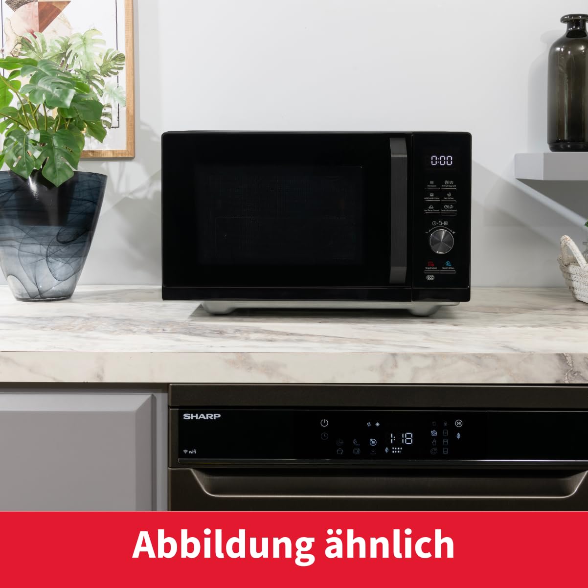 Sharp Microondas Airfry 5 en 1 RCA271TB 900 W, parrilla de 1000 W, aire caliente y función AirFry, convección 2100 W, 27 l, 28 descongelación automática, descongelación controlada por peso y tiempo