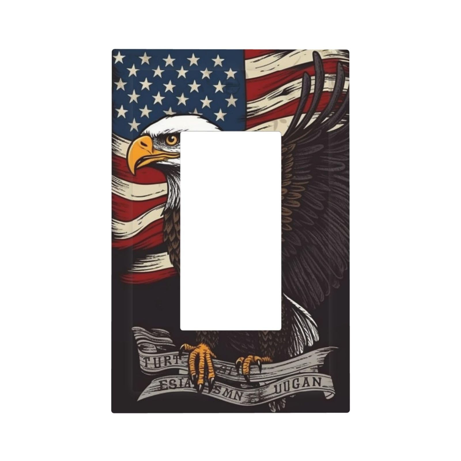 1-Gang Decorator Wall Plate USA Patriotic Eagle Light Switch Cover Single Gang Receptacle Outlet Wall Plate Mid Size 5" x 3" Wallplate Unbreakable Polycarbonate Outlet Faceplates Covers