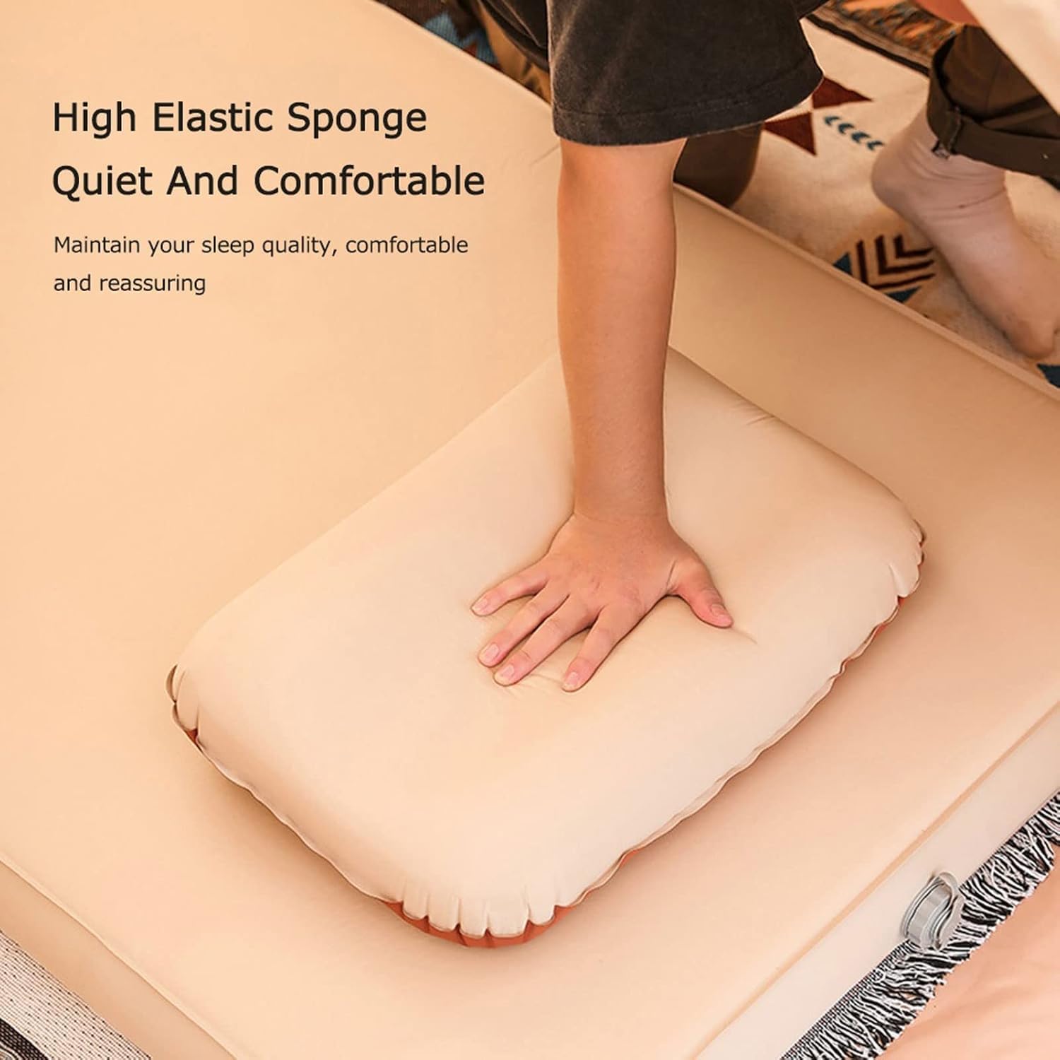 Oreiller Portable Gonflable Automatique Oreillers d'air Éponge Coussin De Sommeil Confortable Camping Voyage Randonnée Appuie-tête