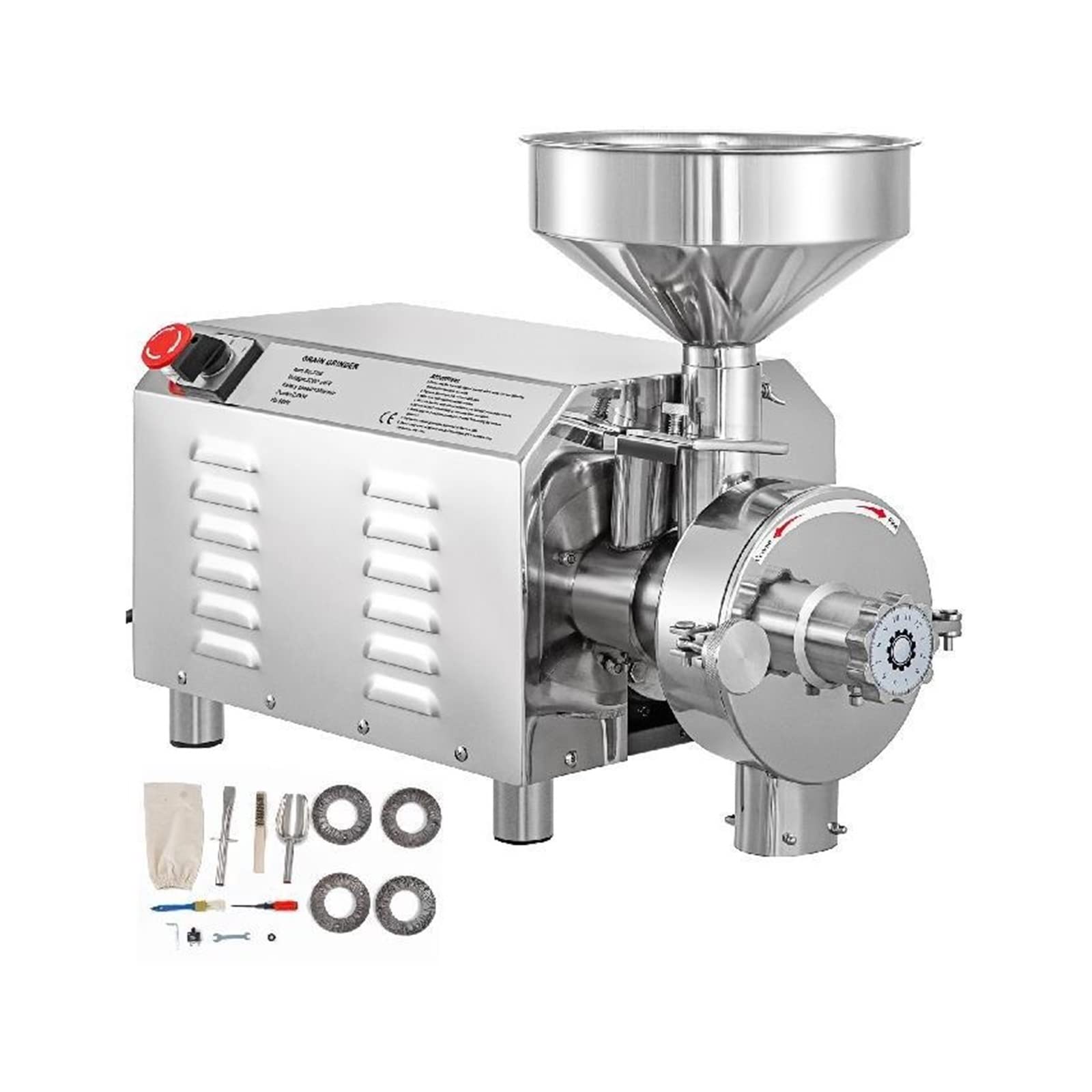 Electric Grain Grinder 50KG 2200W Commercial Grinding Machine for Dry Grain Soybean Corn Spice Herb Coffee Bean Wheat Rice