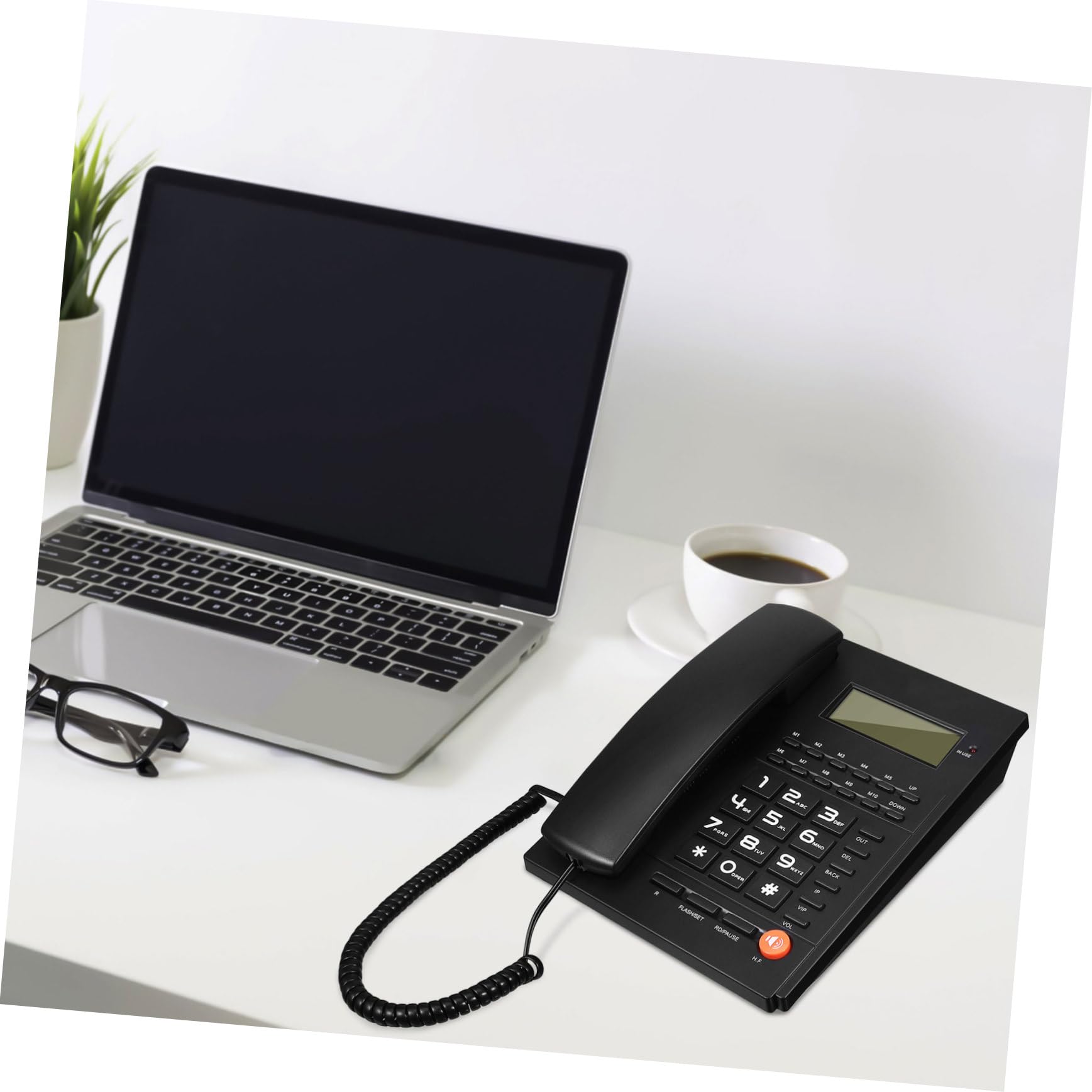 Telefono da Ufficio con ID Chiamante e Selezione Tono Telefono da Tavolo per Casa e Hotel Design Chiaro per Anziani Riconoscimento Chiamate e Volume